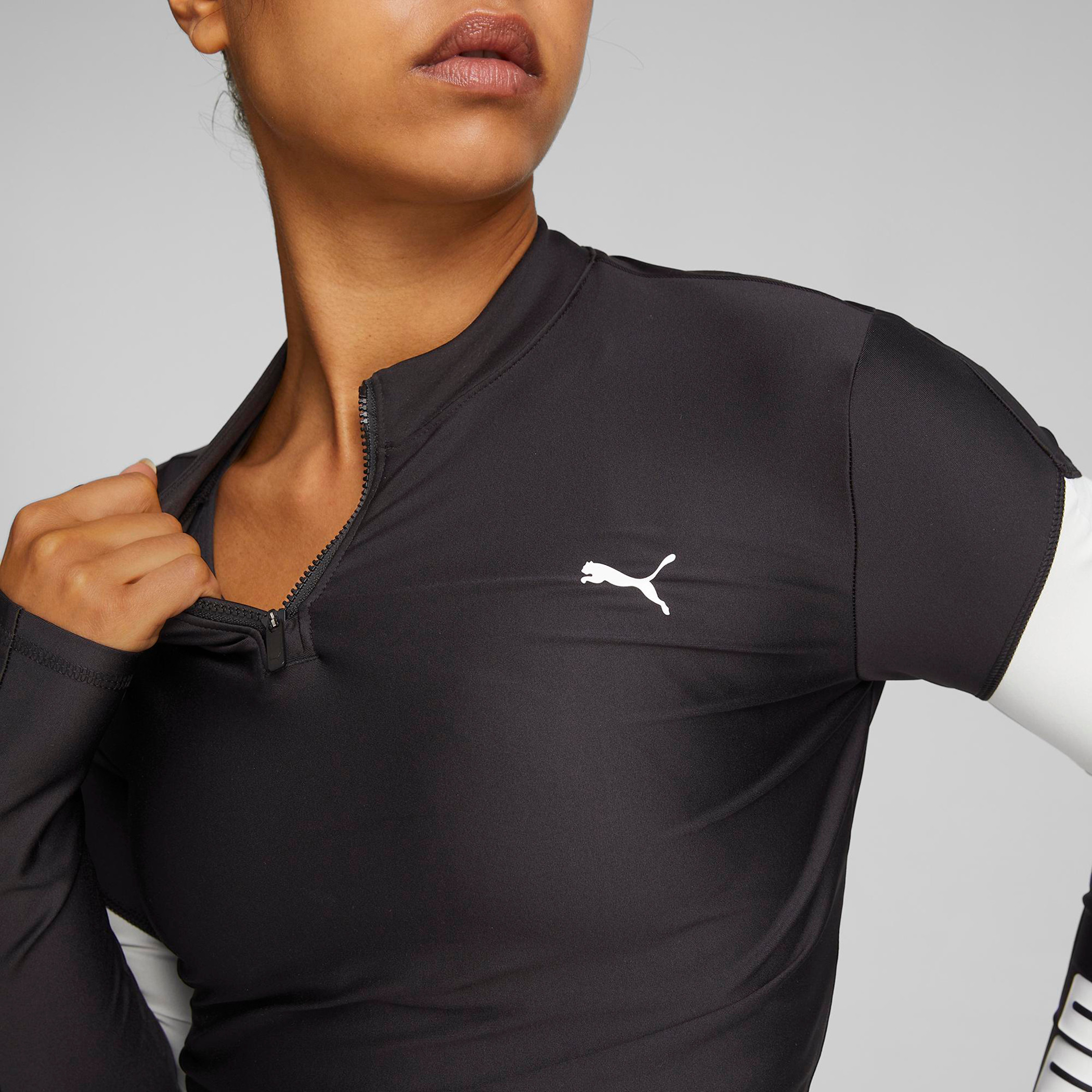 بلوزة قصيرة بشعار نسائي من بوما فيت إيفرسكولبت 1/4 بسحاب-sports-women-clothing-tshirtsandvests-image-4