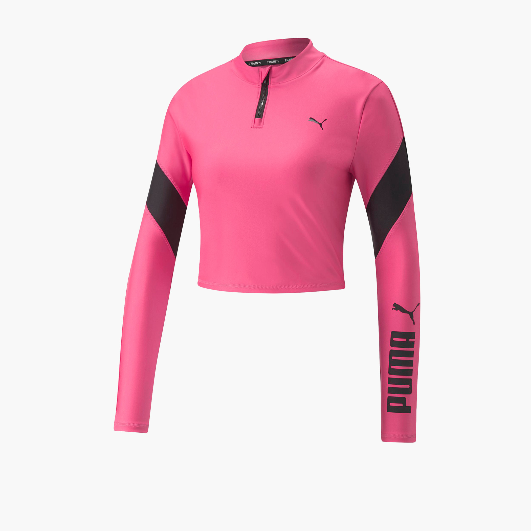 بلوزة قصيرة بشعار نسائي من بوما فيت إيفرسكولبت 1/4 بسحاب-sports-women-clothing-tshirtsandvests-image-8