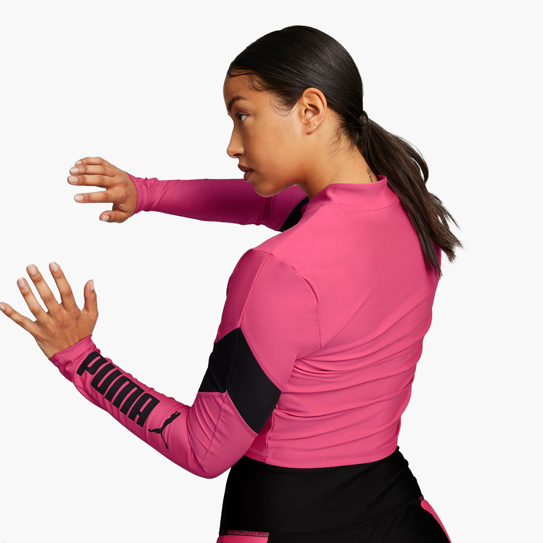 بلوزة قصيرة بشعار نسائي من بوما فيت إيفرسكولبت 1/4 بسحاب-sports-women-clothing-tshirtsandvests-image-11