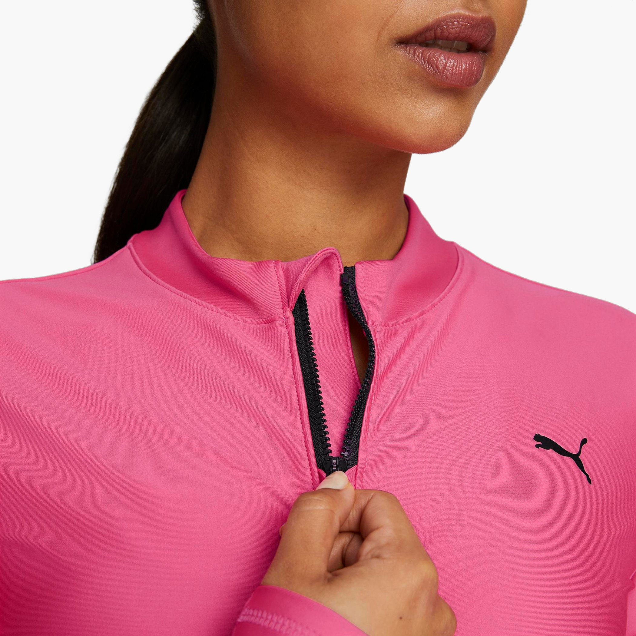 بلوزة قصيرة بشعار نسائي من بوما فيت إيفرسكولبت 1/4 بسحاب-sports-women-clothing-tshirtsandvests-image-12