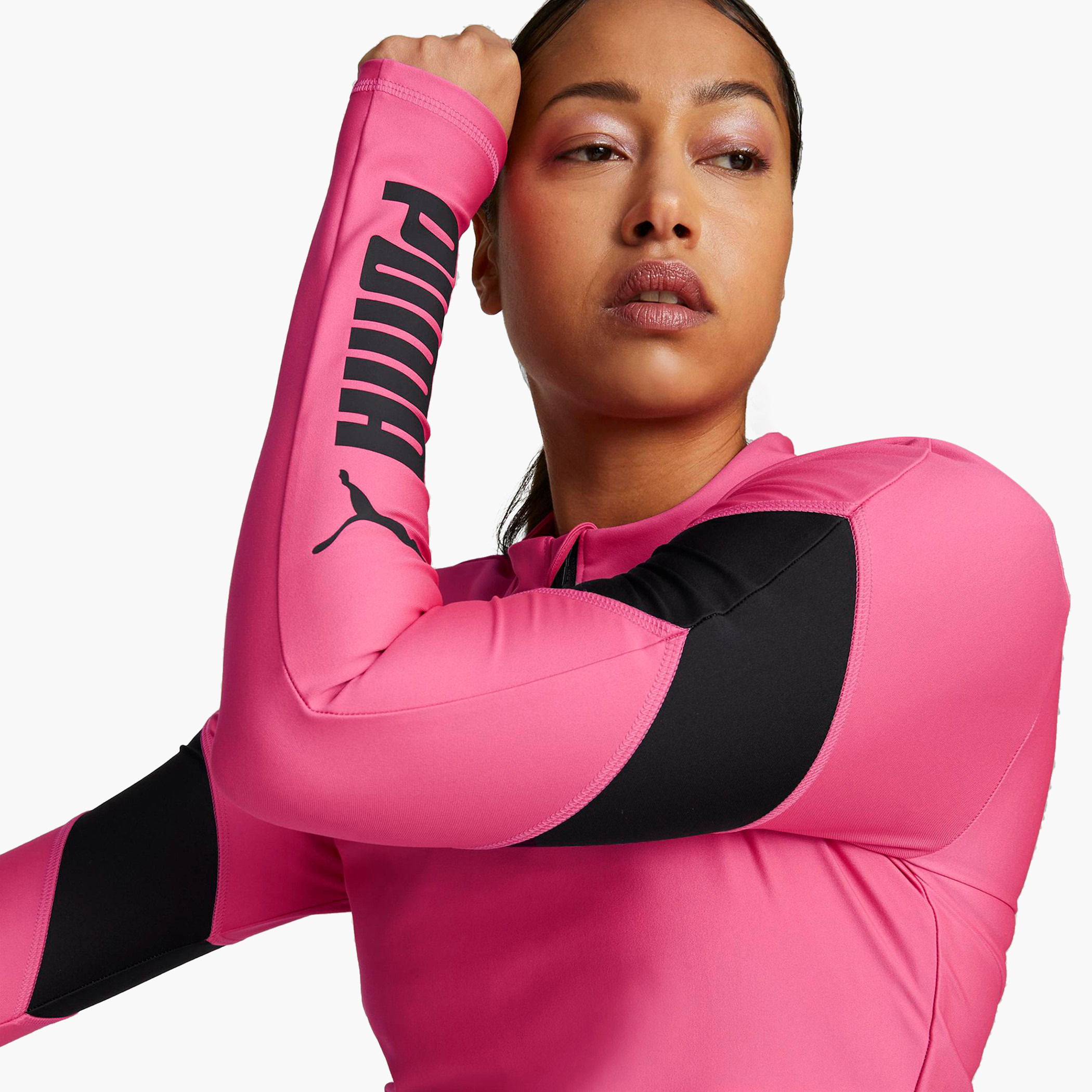 بلوزة قصيرة بشعار نسائي من بوما فيت إيفرسكولبت 1/4 بسحاب-sports-women-clothing-tshirtsandvests-image-14