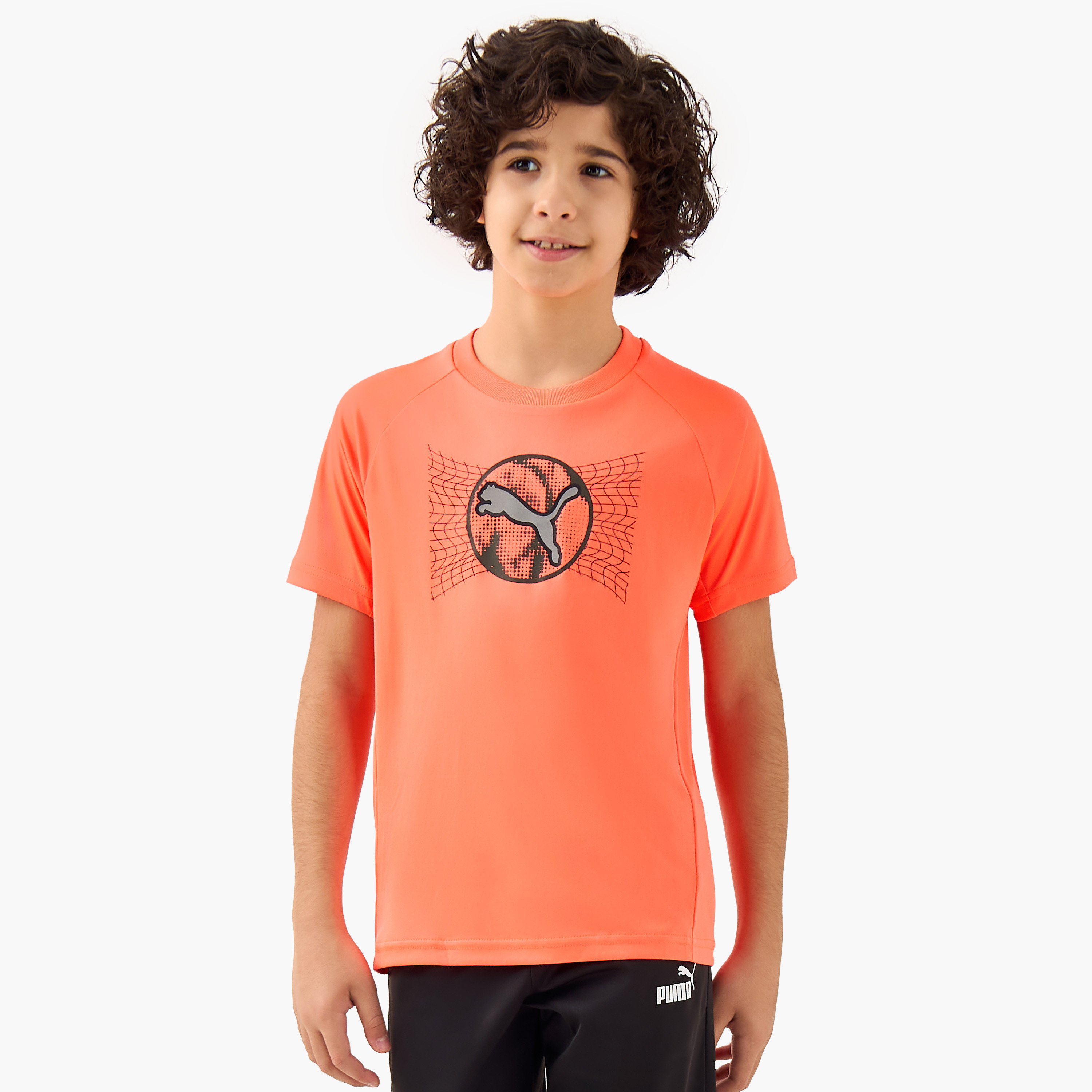 PUMA Boys Crew Neck T-shirt with Logo Print - Cotton - Short Sleeves-sports-boys-clothing-tops-image-1
