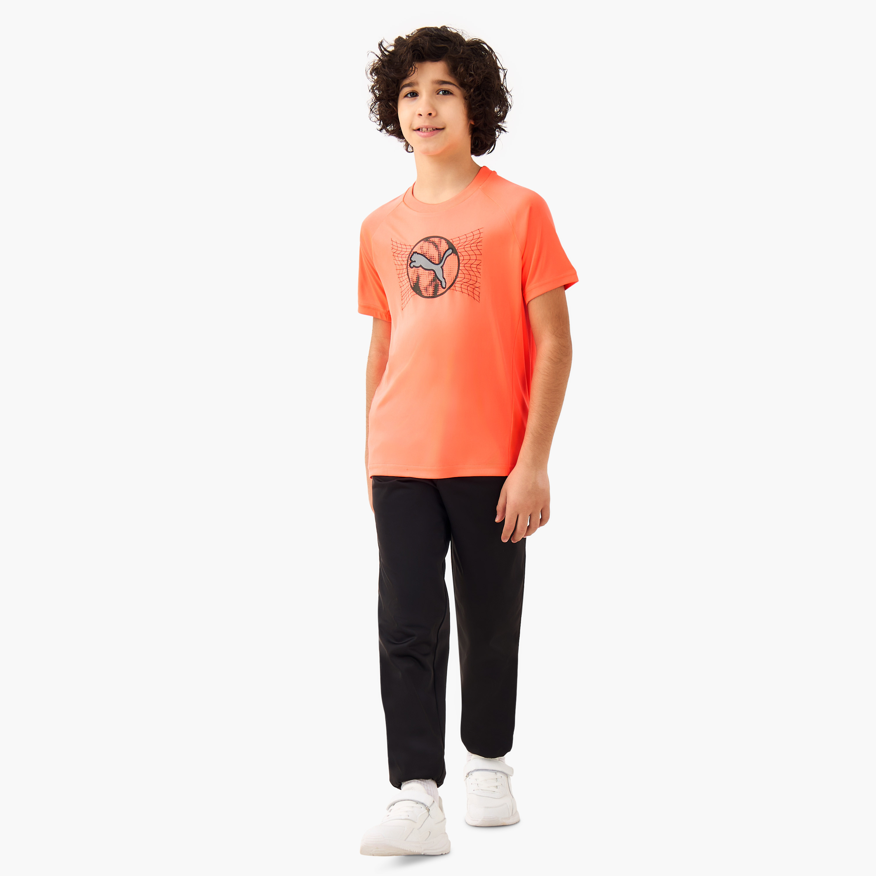 PUMA Boys Crew Neck T-shirt with Logo Print - Cotton - Short Sleeves-sports-boys-clothing-tops-image-2