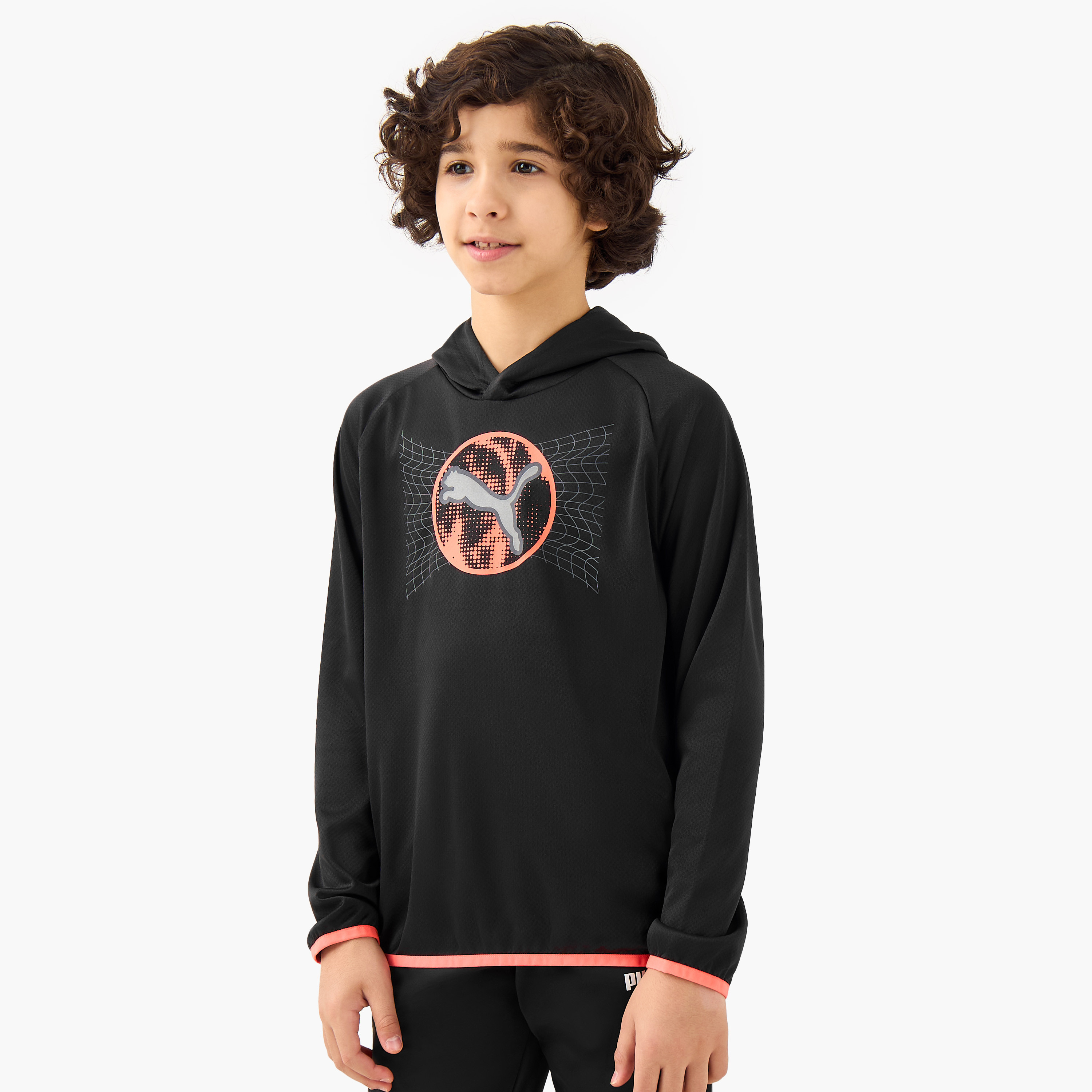 PUMA Logo Print Hooded Sweatshirt with Long Sleeves-boys-clothing-sweatshirts-image-1