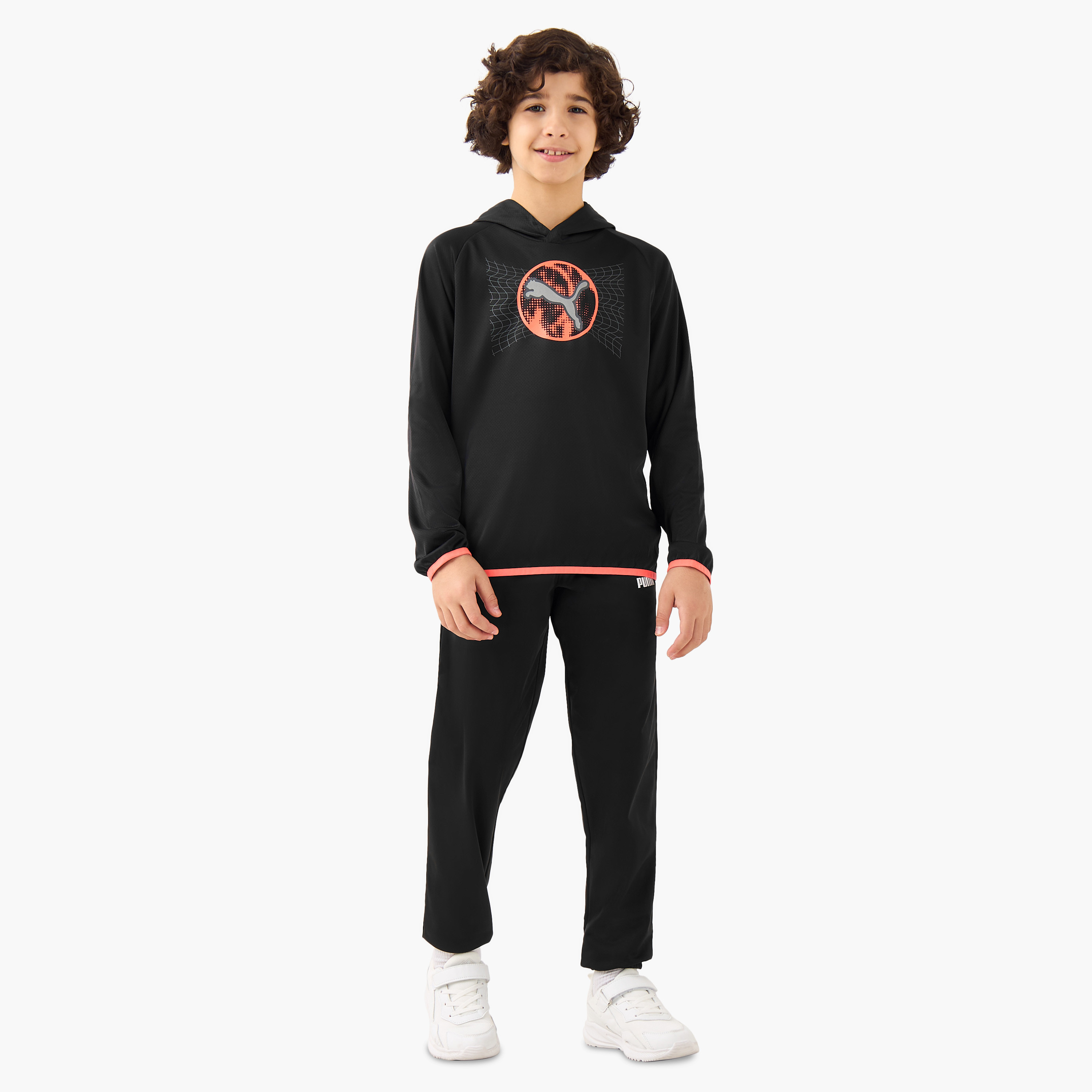 PUMA Logo Print Hooded Sweatshirt with Long Sleeves-boys-clothing-sweatshirts-image-2