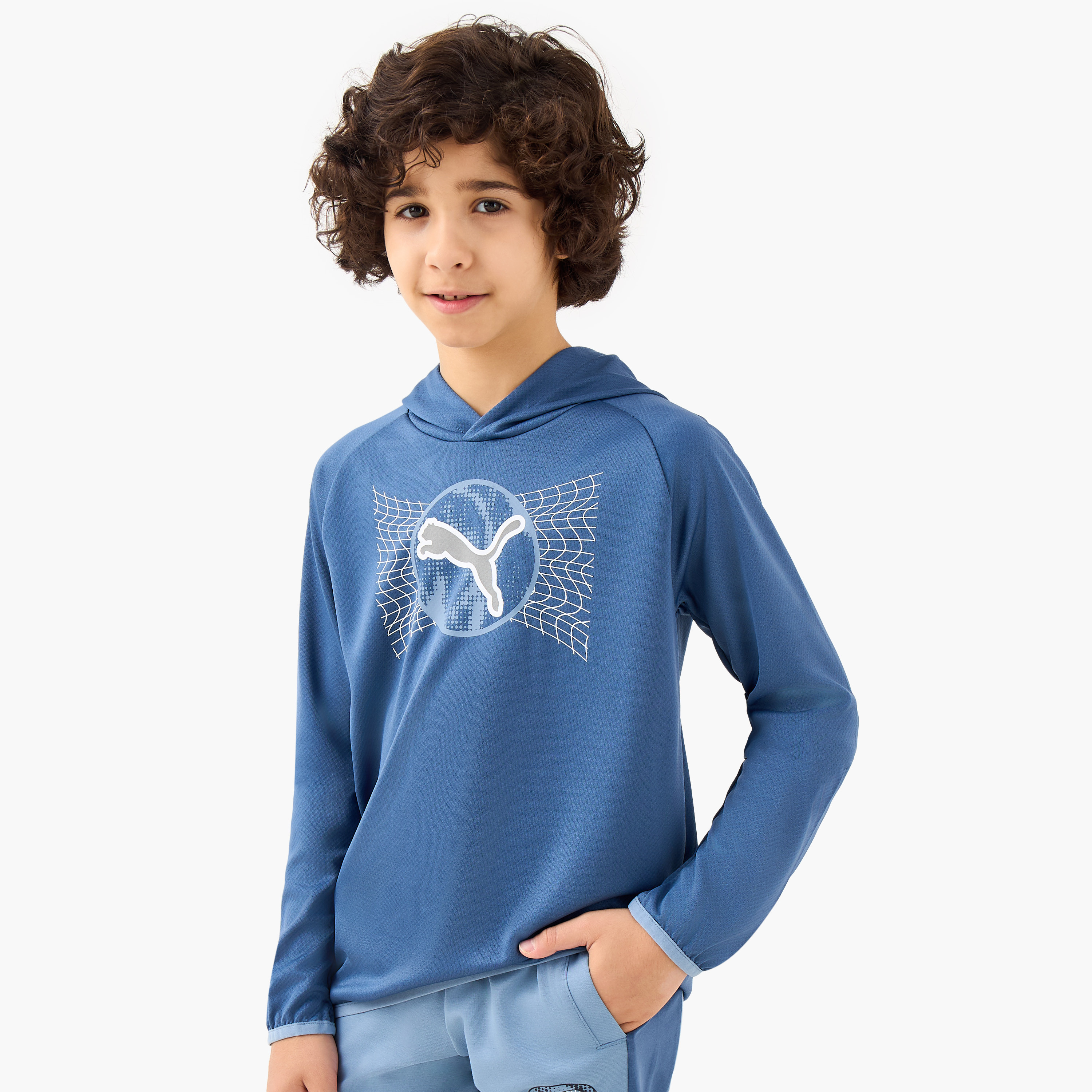 PUMA Logo Print Hooded Sweatshirt with Long Sleeves-boys-clothing-sweatshirts-image-1