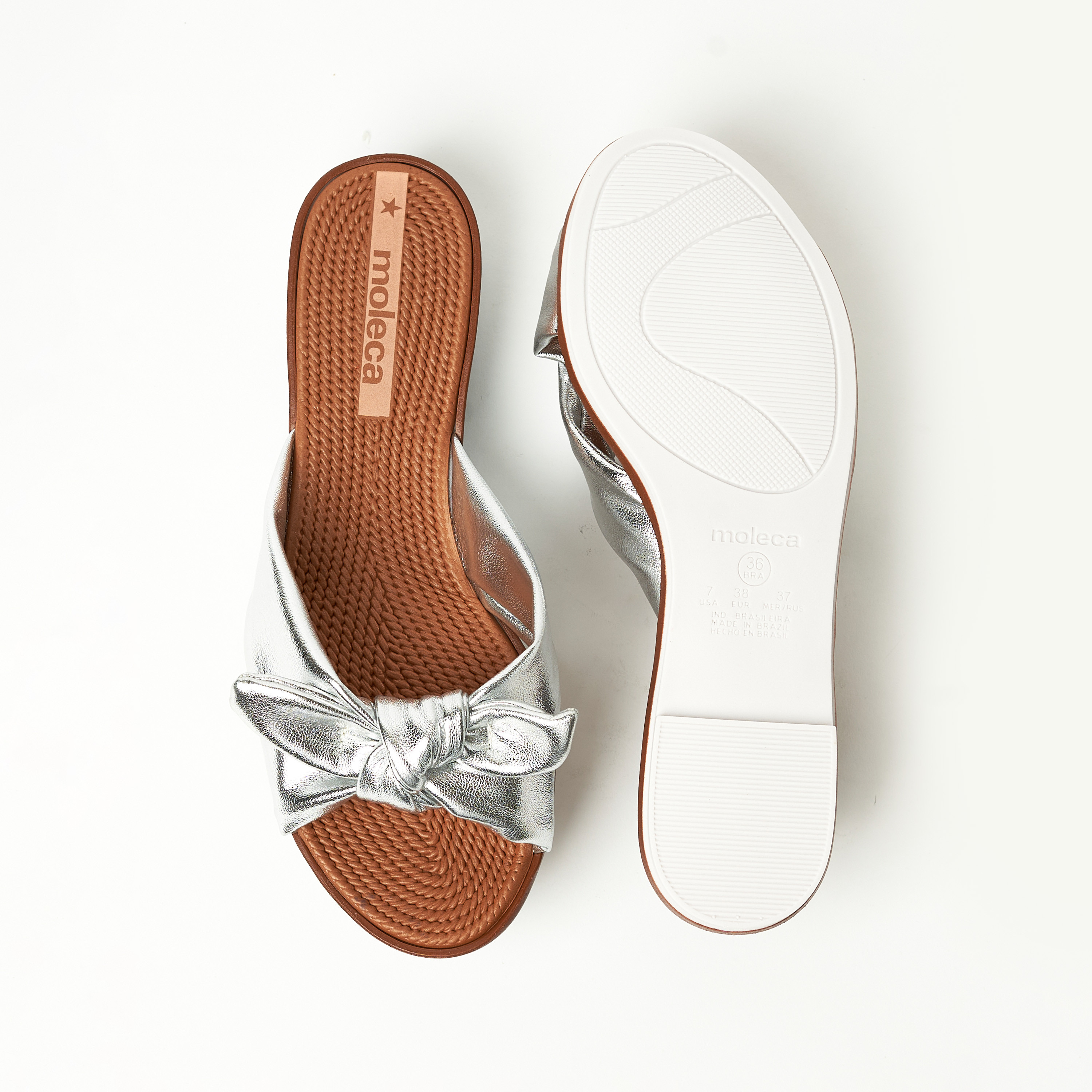 موليكا- صندل للنساء لون معدني فيونكة | 5297-456-14710-41-women-shoes-sandals-flats-image-3