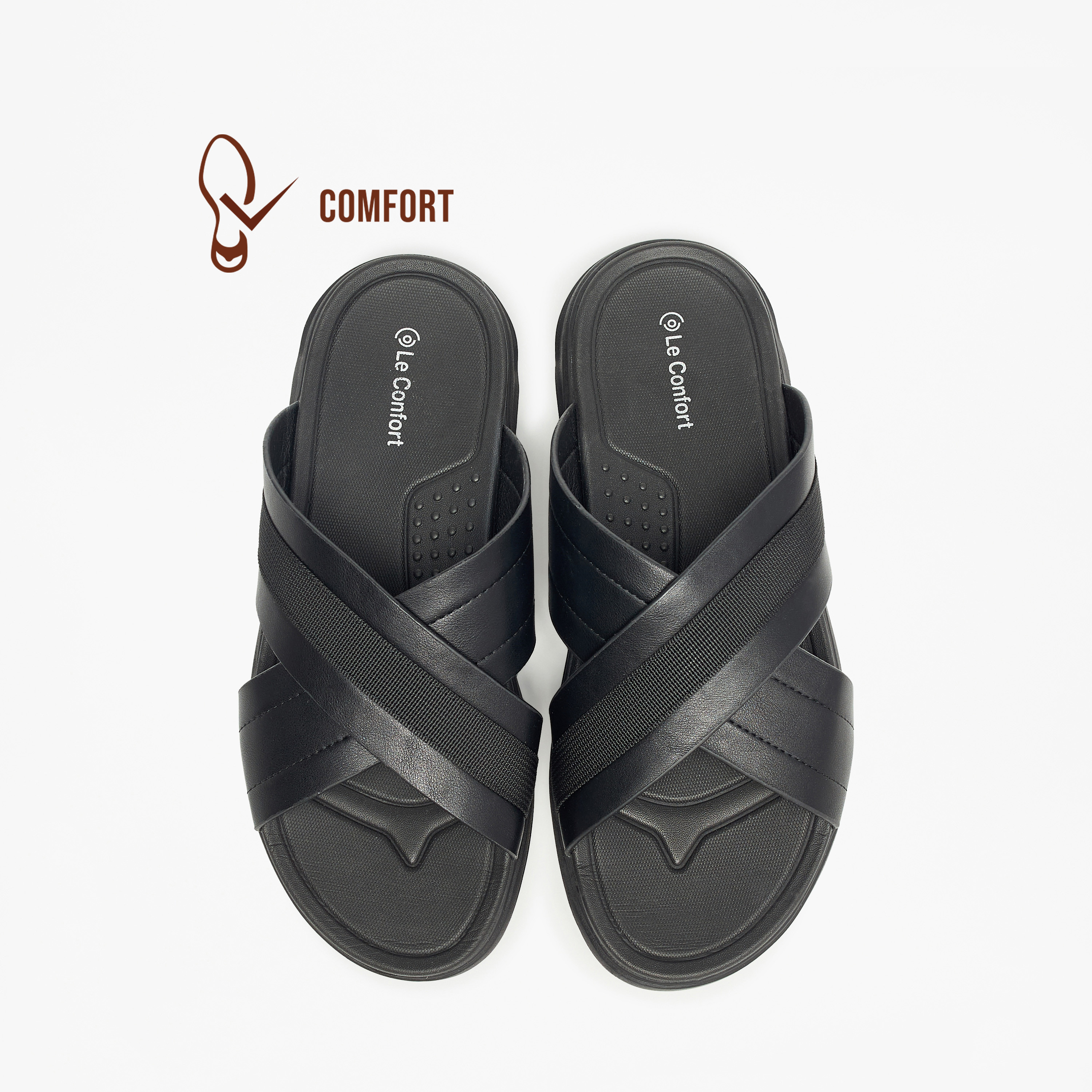 Le Confort Textured Slip-On Cross Strap Sandals-cpmen-footwear-sandals-image-1
