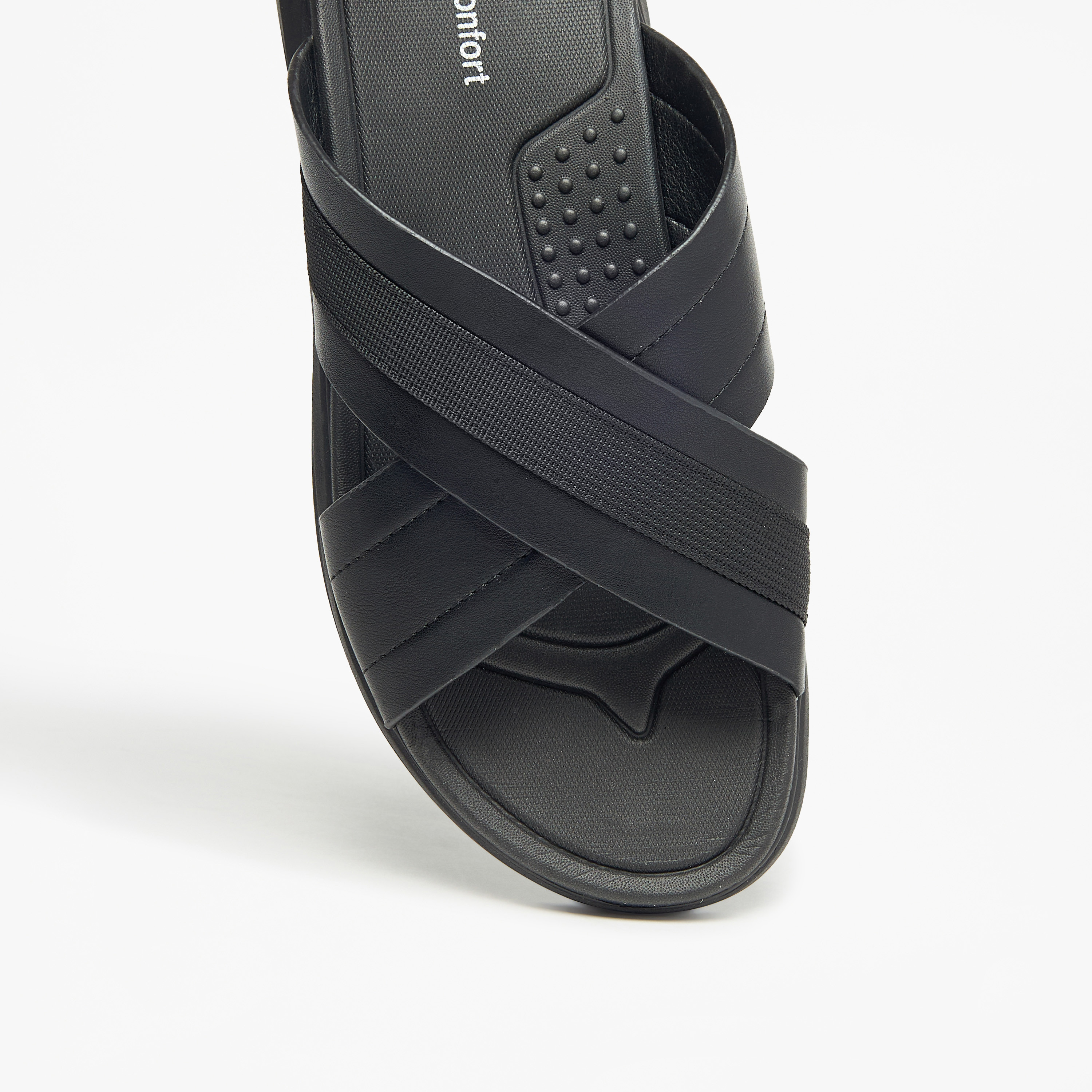 Le Confort Textured Slip-On Cross Strap Sandals-cpmen-footwear-sandals-image-4