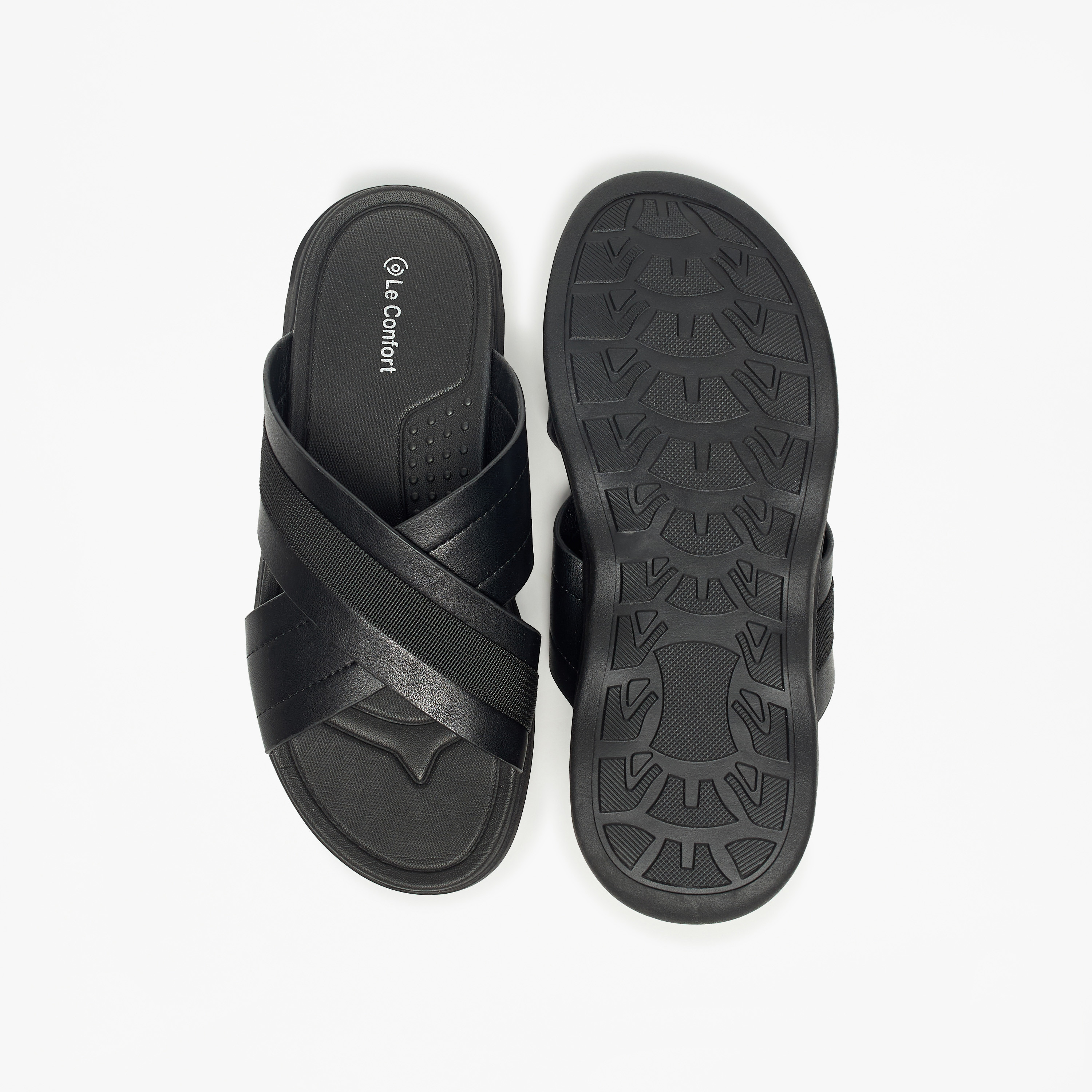 Le Confort Textured Slip-On Cross Strap Sandals-cpmen-footwear-sandals-image-11