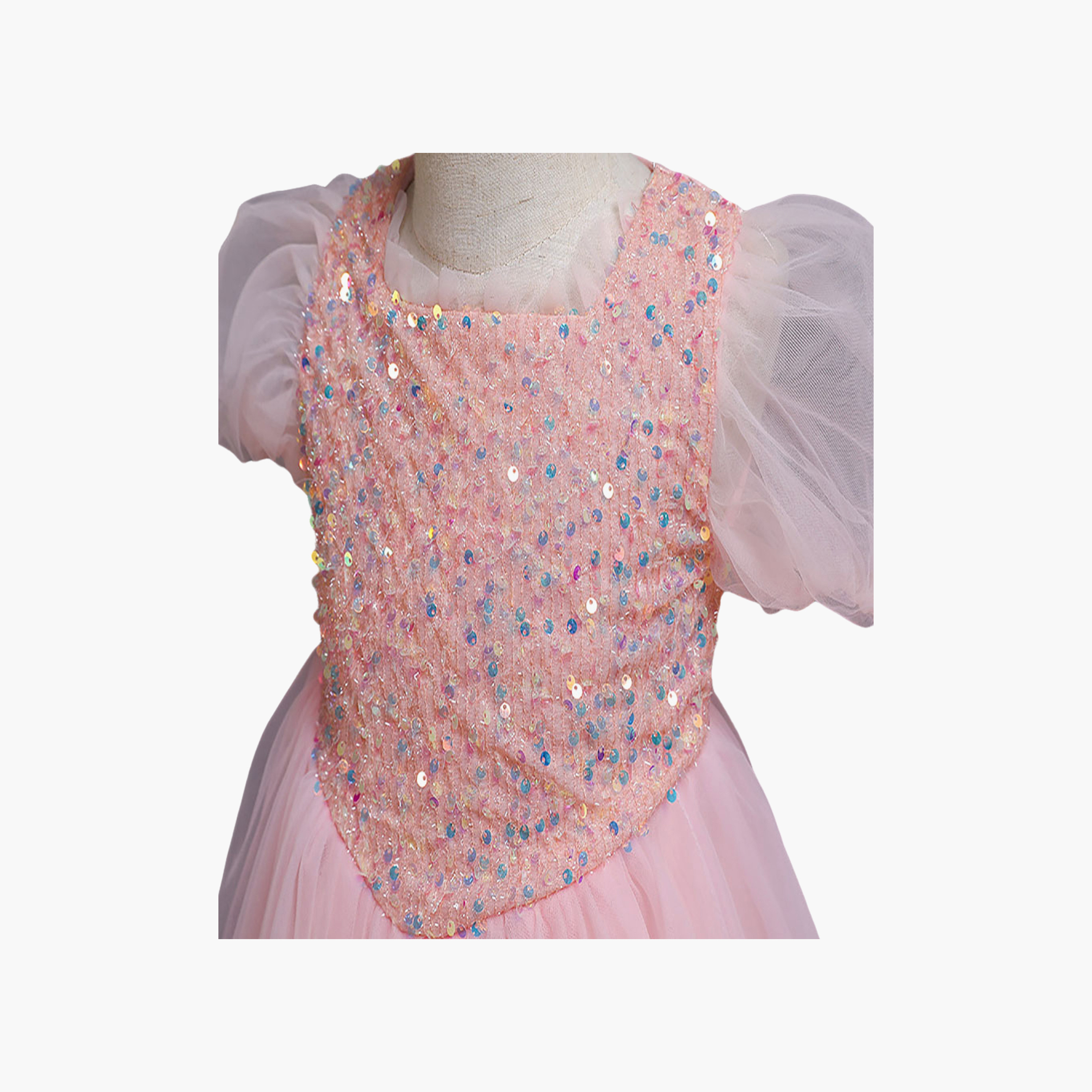 فستان أميرات مزين برسمة قوس قزح بأكمام قصيرة وقصة طويلة من بيبيكلو-girls-clothing-dressesandjumpsuits-image-9
