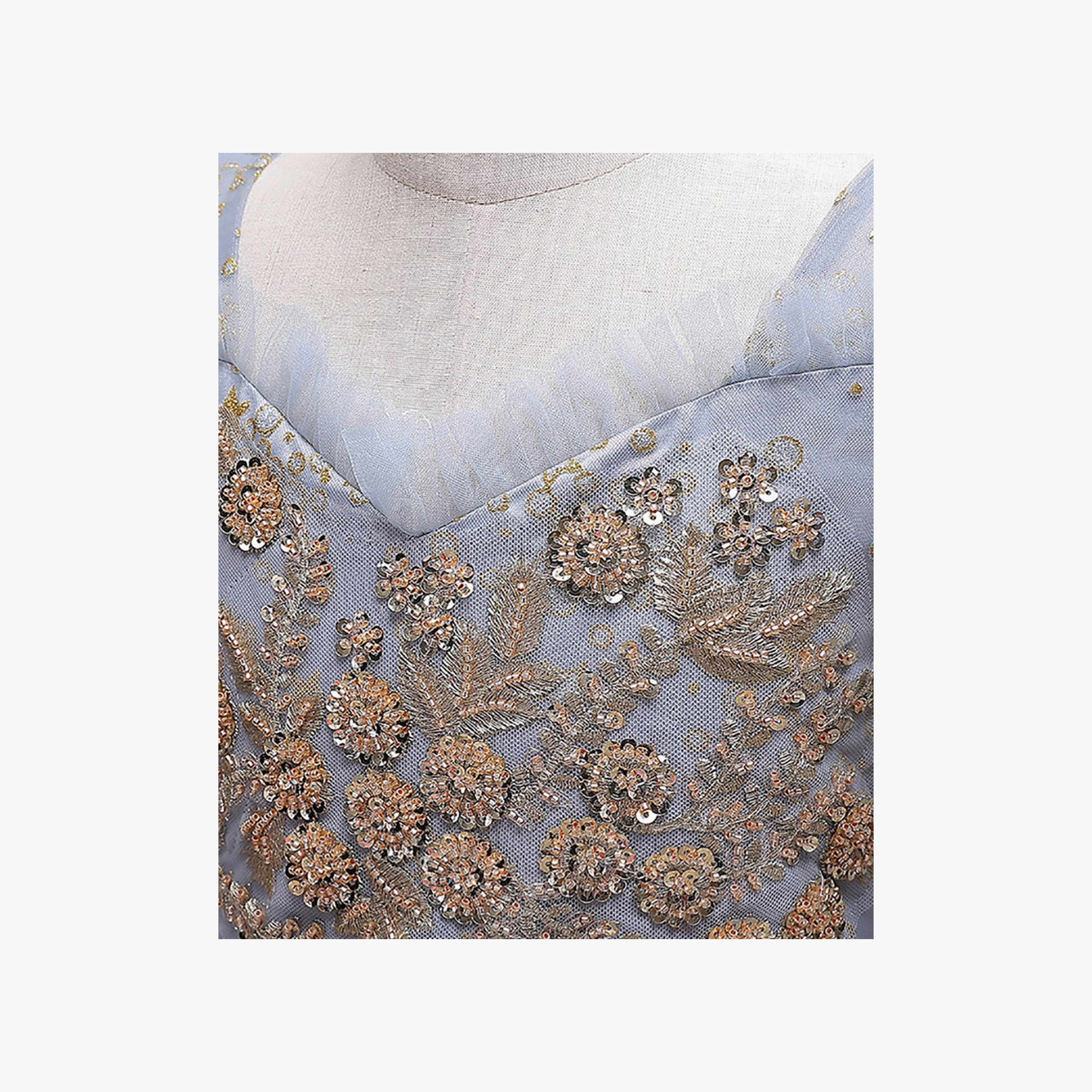 Babyqlo Short Puff Sleeves Princess Glitter Long Gown Dress-girls-clothing-dressesandjumpsuits-image-2