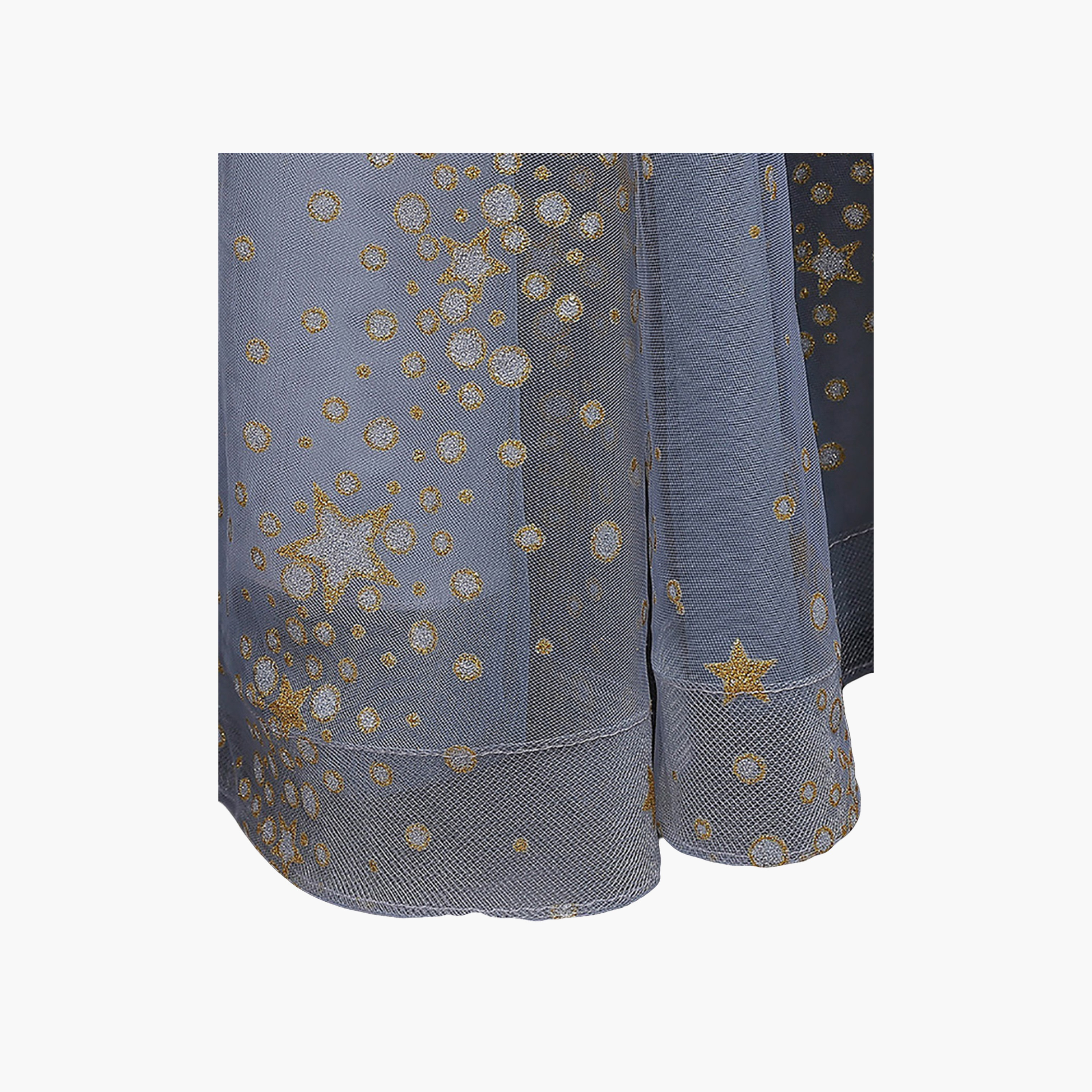 Babyqlo Short Puff Sleeves Princess Glitter Long Gown Dress-girls-clothing-dressesandjumpsuits-image-8