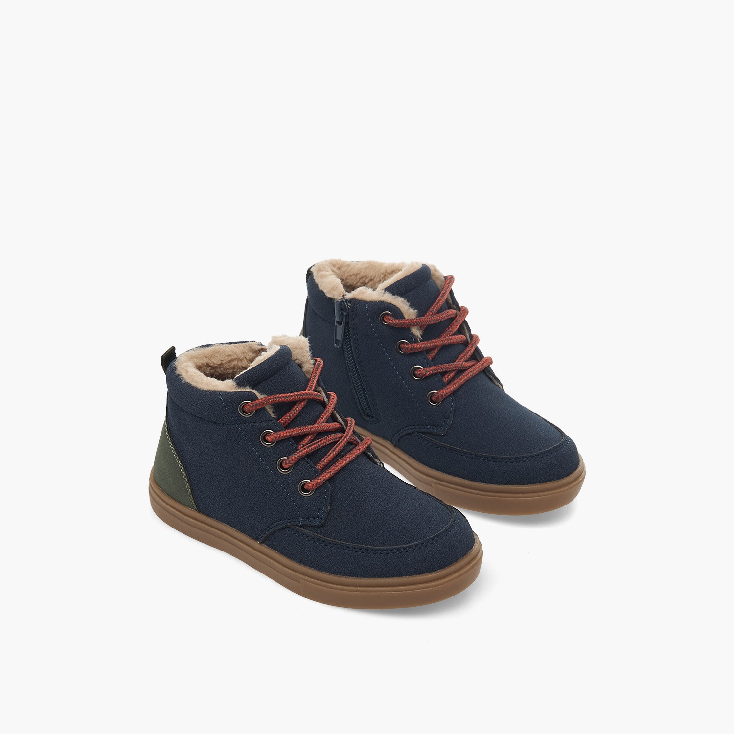 Juniors Boys Faux Fur Lace-Up Ankle Boots-boys-shoes-boots-image-1