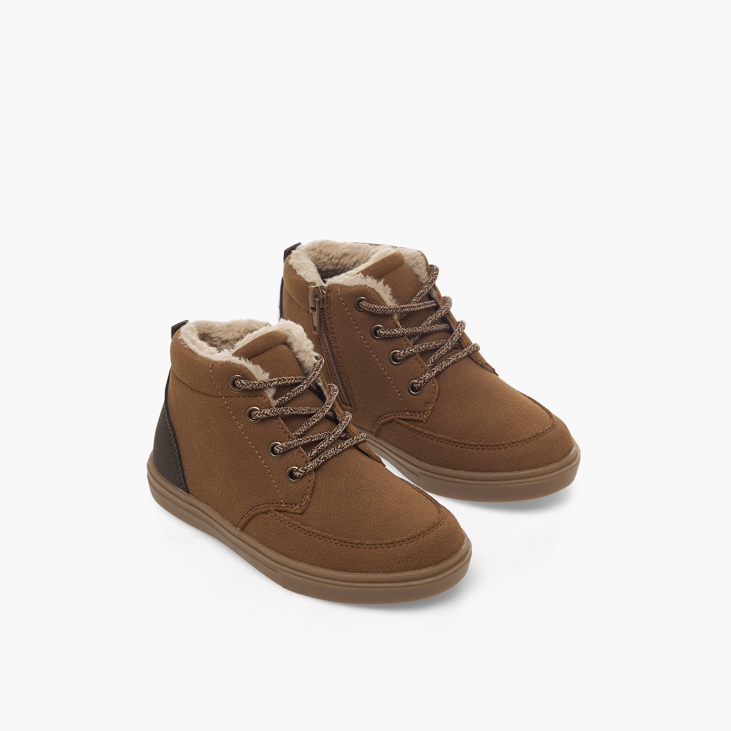 Juniors Boys Faux Fur Lace-Up Ankle Boots-boys-shoes-boots-image-1