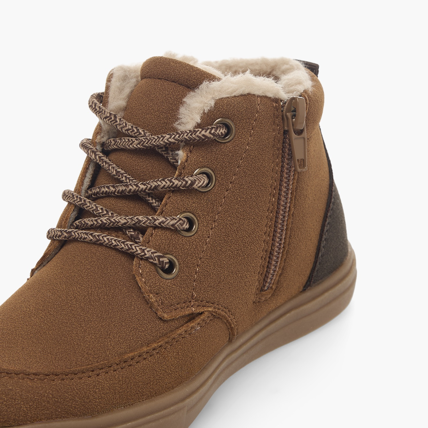 Juniors Boys Faux Fur Lace-Up Ankle Boots-boys-shoes-boots-image-4