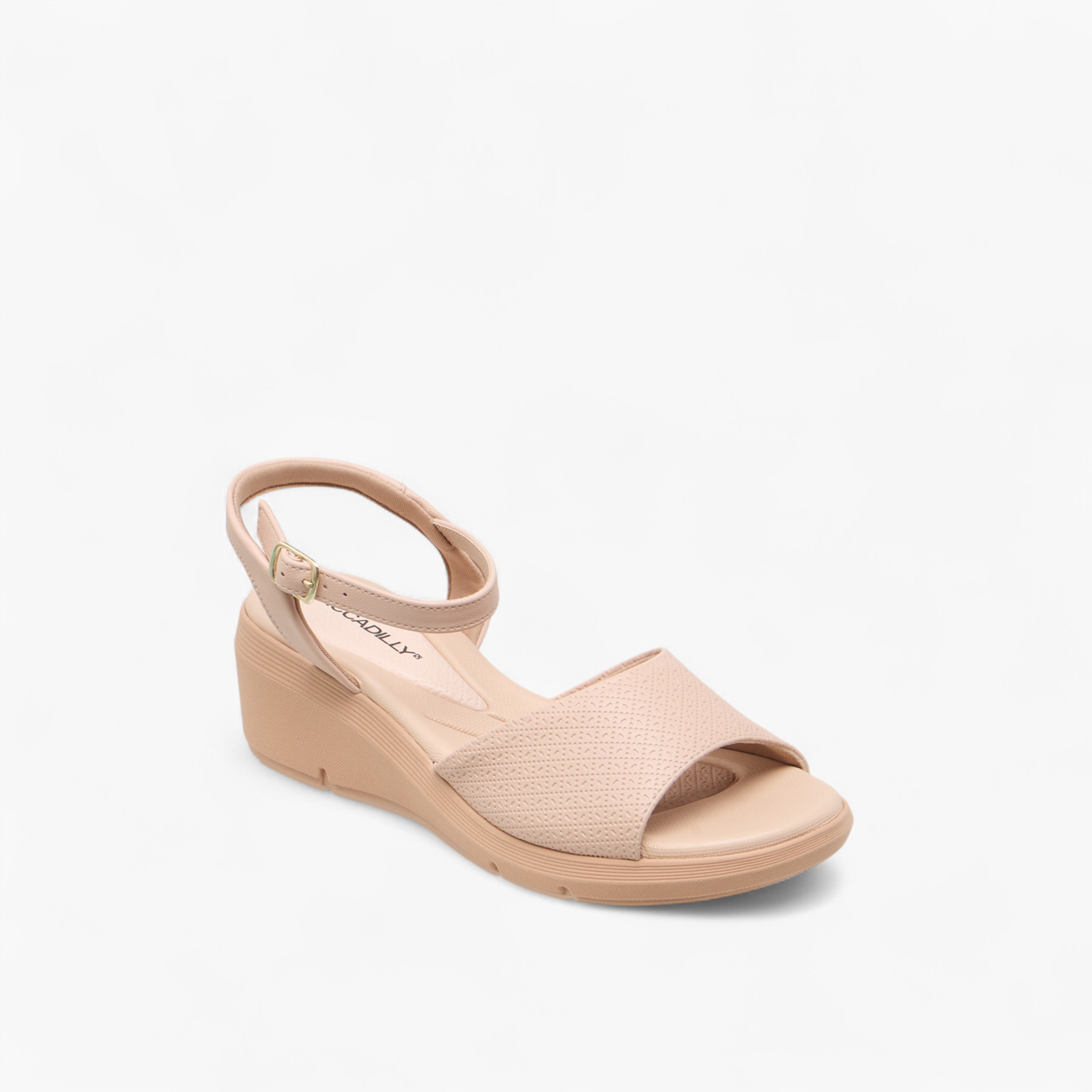 Piccadilly Textured Comfort Sandals with Buckle Closure-women-shoes-sandals-heeled-image-2