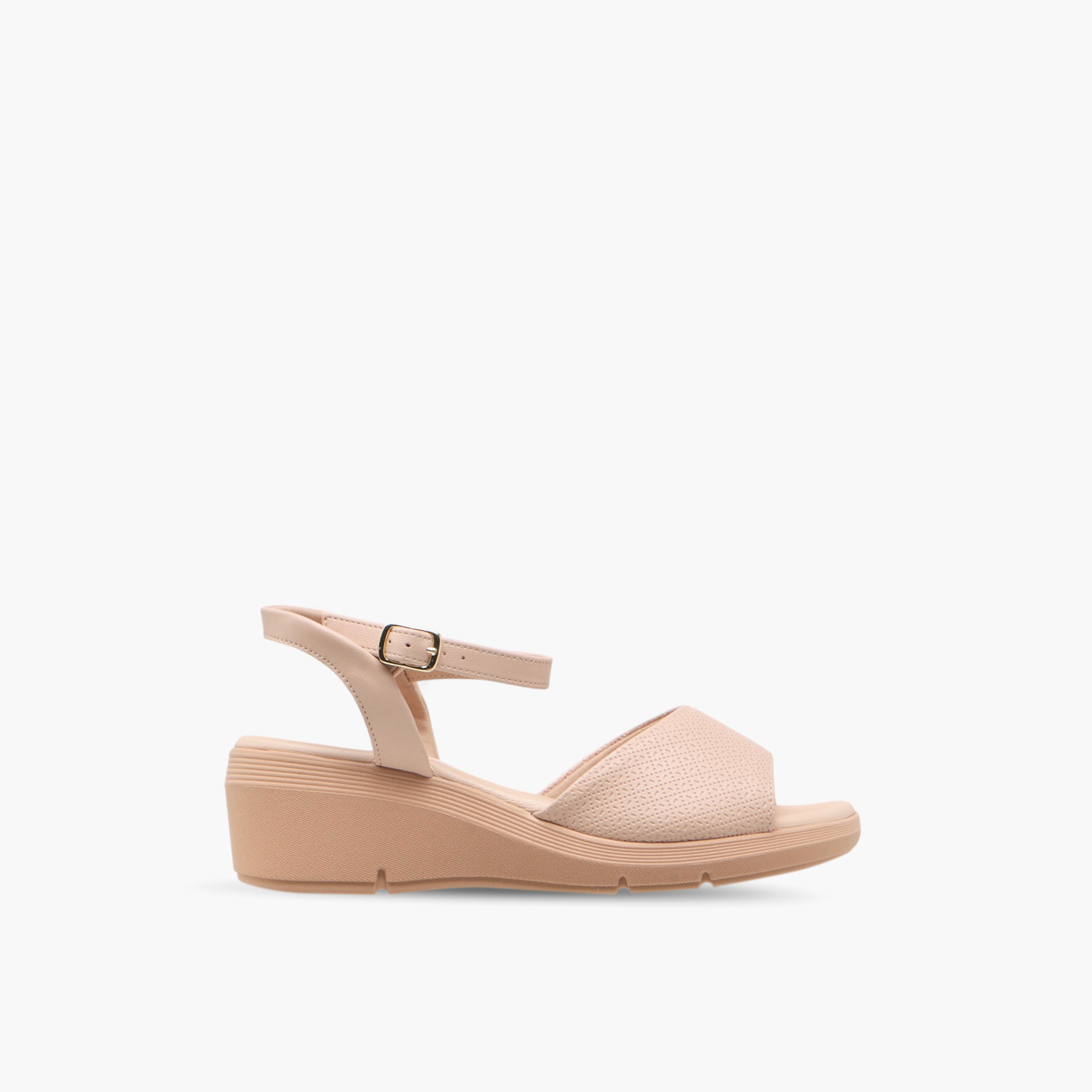Piccadilly Textured Comfort Sandals with Buckle Closure-women-shoes-sandals-heeled-image-3