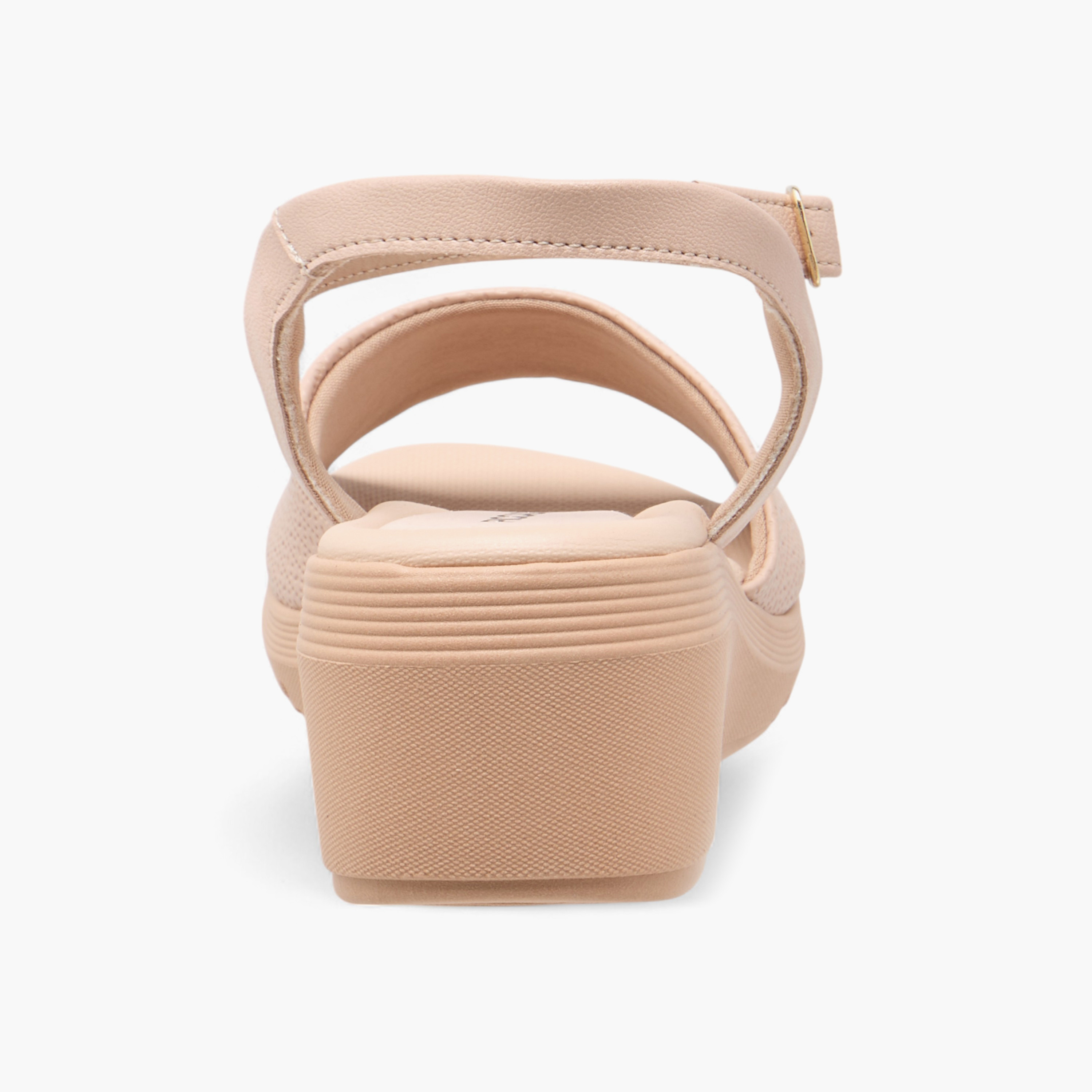 Piccadilly Textured Comfort Sandals with Buckle Closure-women-shoes-sandals-heeled-image-5
