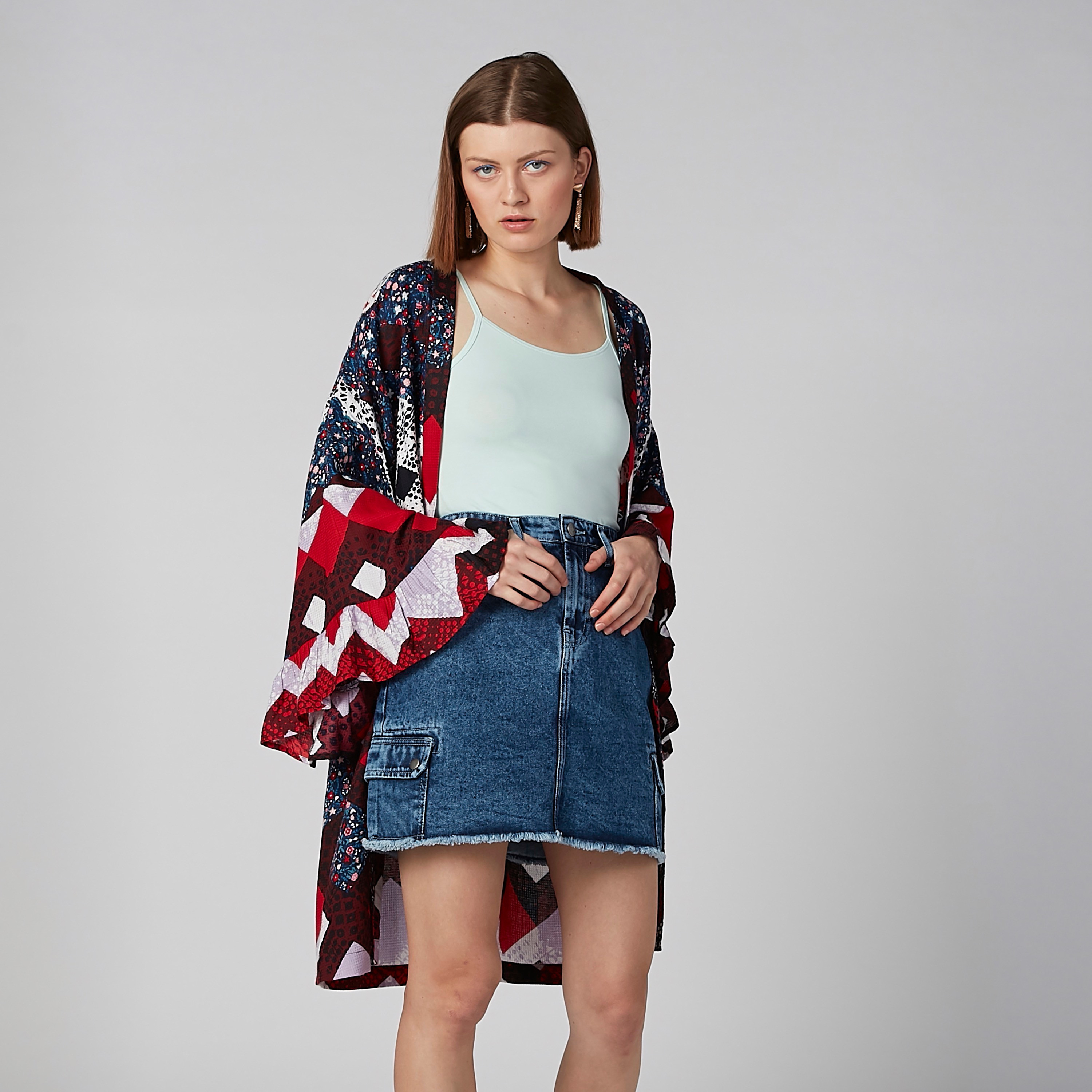 Printed Cardigan with Flared Sleeves-women-winterwear-cardigansandjumpers-cardigans-image-4