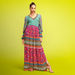 Printed Maxi A-line Dress with V-neck and Flared Sleeves-Dresses-thumbnail-0