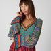 Printed Maxi A-line Dress with V-neck and Flared Sleeves-Dresses-thumbnailMobile-3