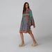 Printed Midi Shirt Dress with Spread Collar and Flared Sleeves-Dresses-thumbnailMobile-1