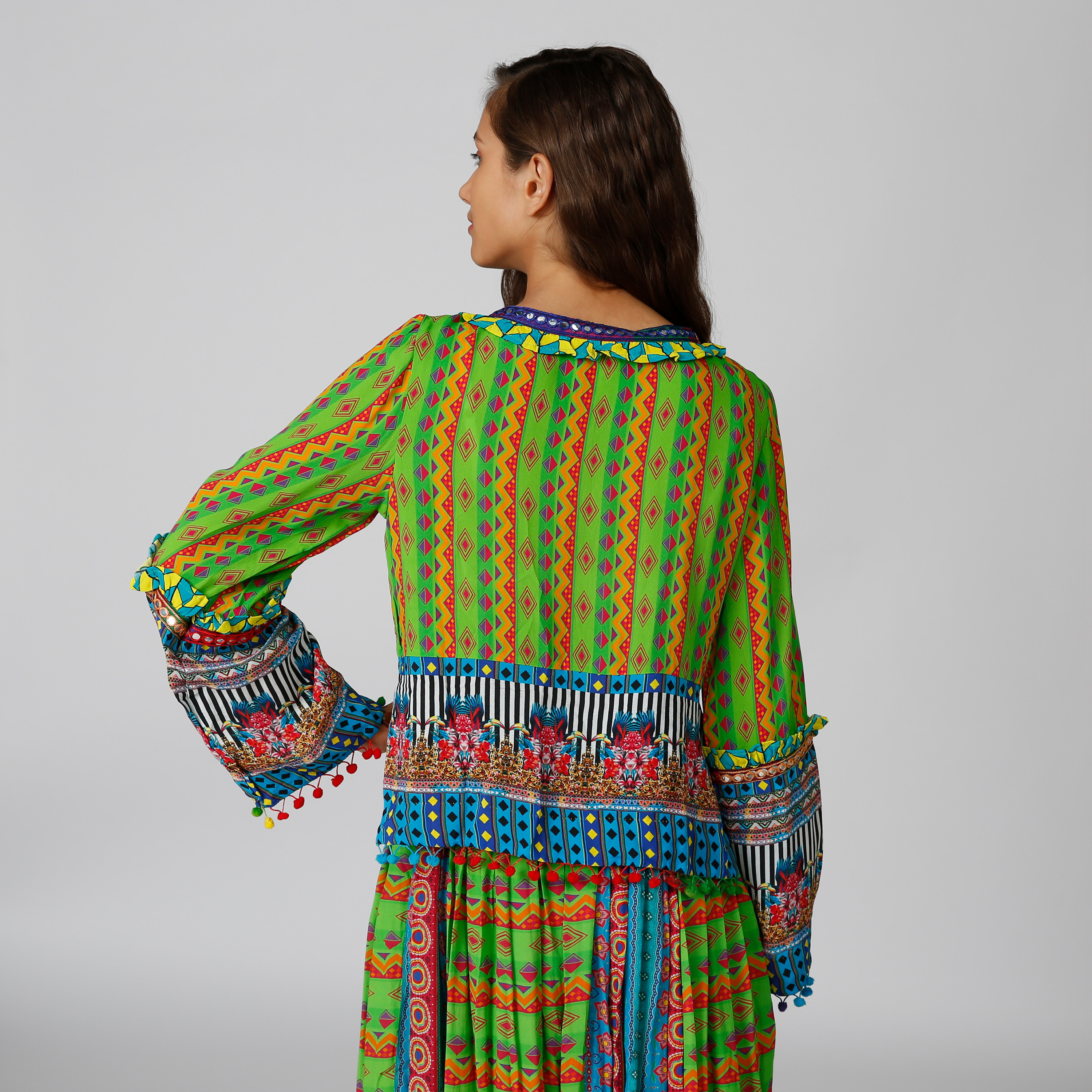Printed Top with Round Neck and Bell Sleeves-women-clothing-shirtsandblouses-blouses-image-3