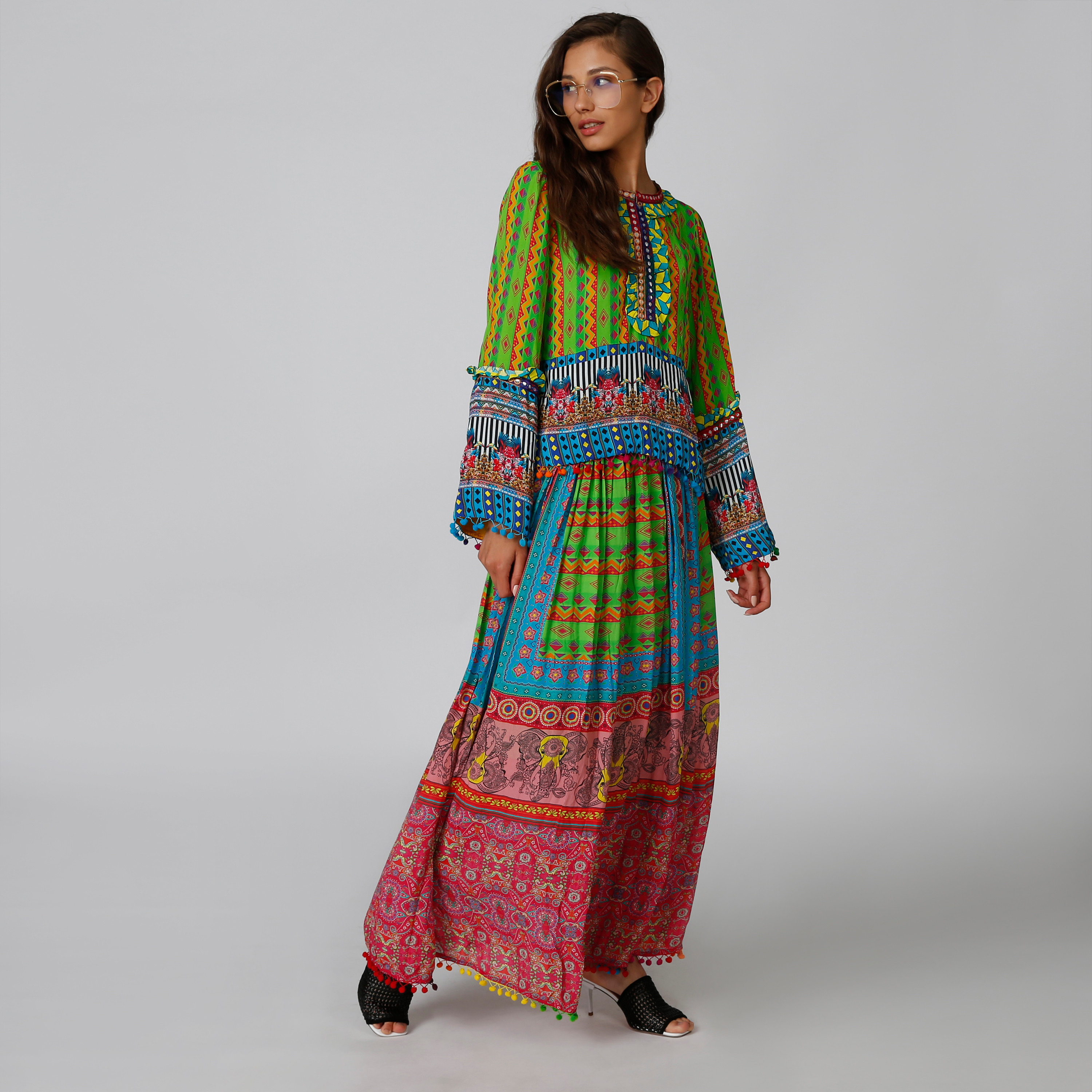 Printed Top with Round Neck and Bell Sleeves-women-clothing-shirtsandblouses-blouses-image-5