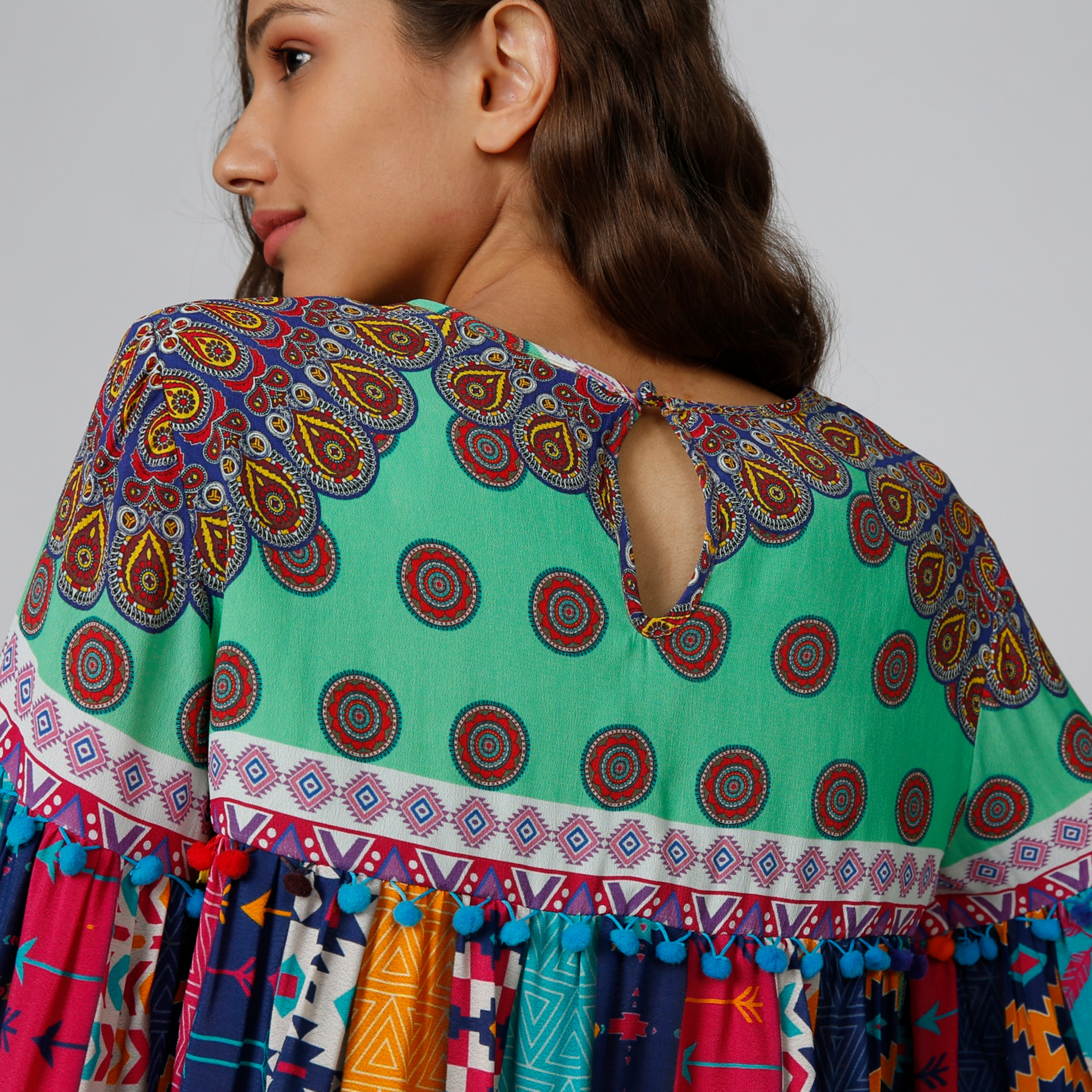 Printed Top with Round Neck and Flared Sleeves-women-clothing-shirtsandblouses-blouses-image-7