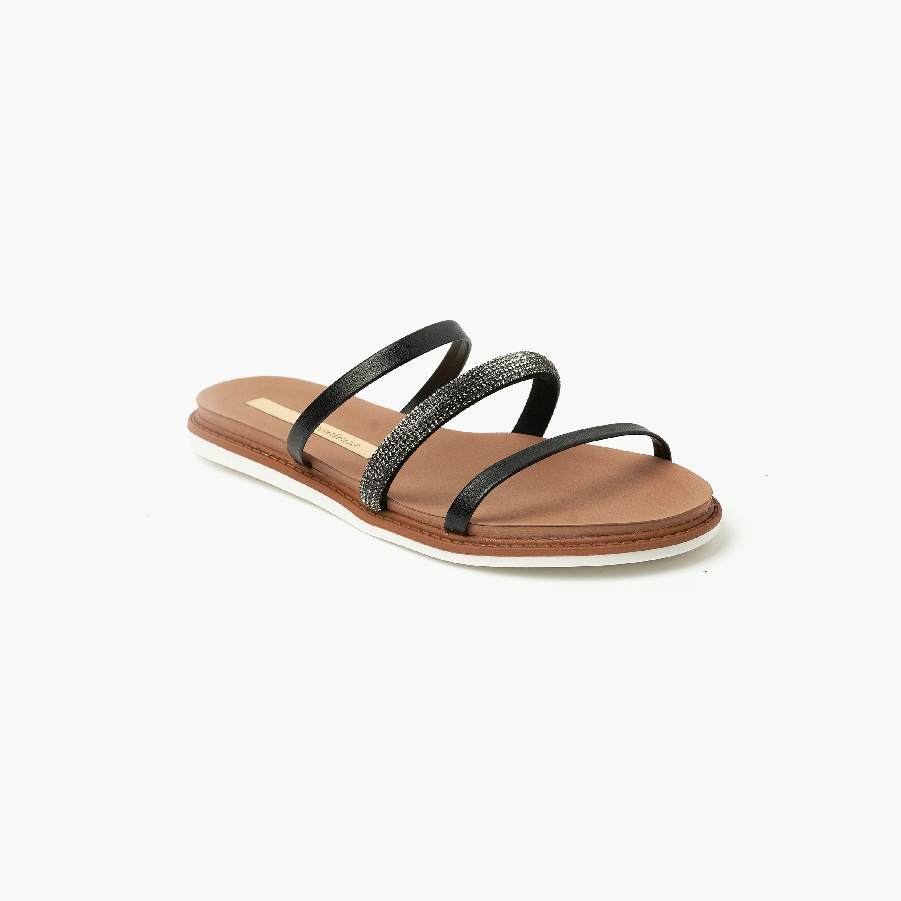 صندل نسائي شرائح مسطح مع لمسة من الكريستال من موليكا | 5443-130-16272-women-shoes-sandals-flats-image-1