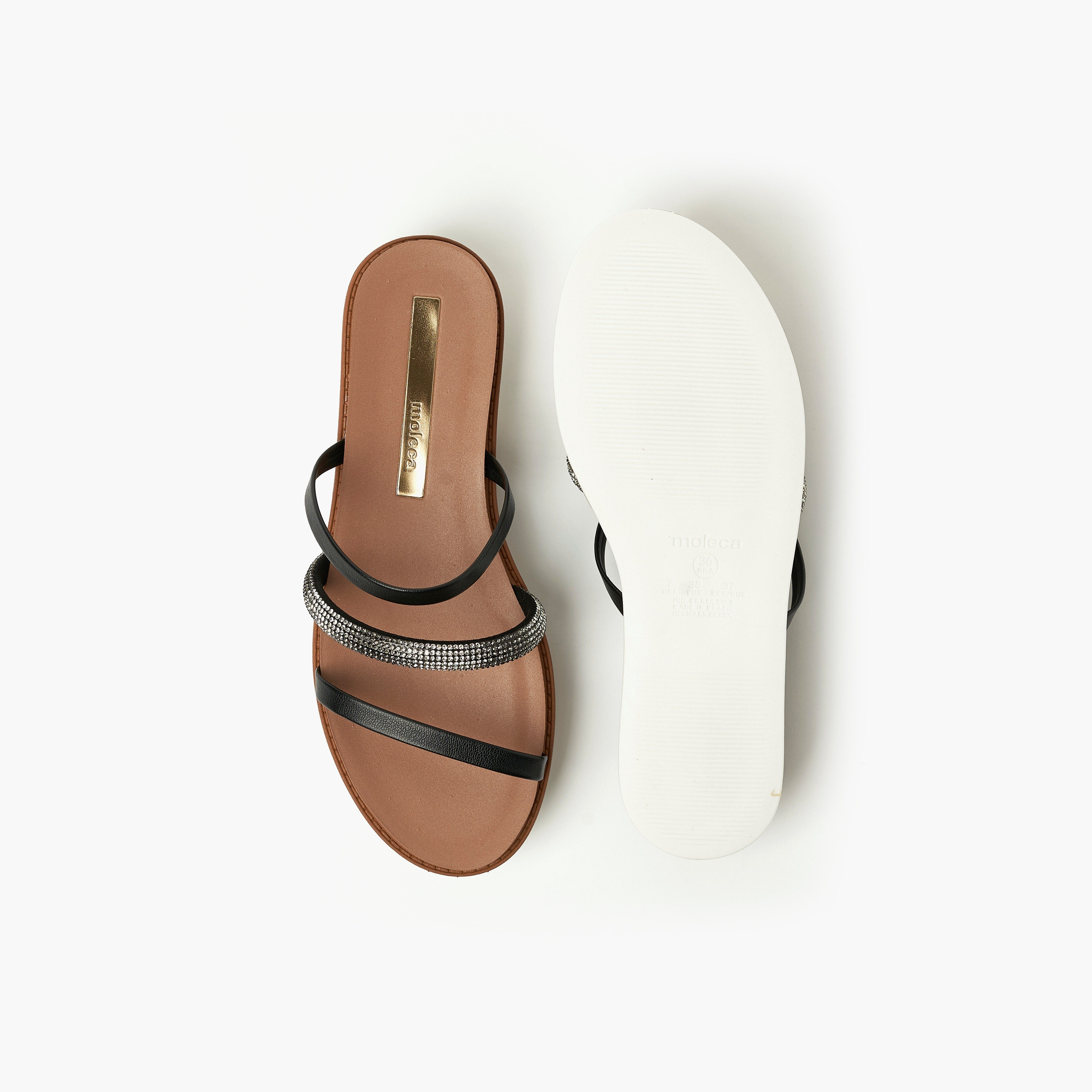 صندل نسائي شرائح مسطح مع لمسة من الكريستال من موليكا | 5443-130-16272-women-shoes-sandals-flats-image-4