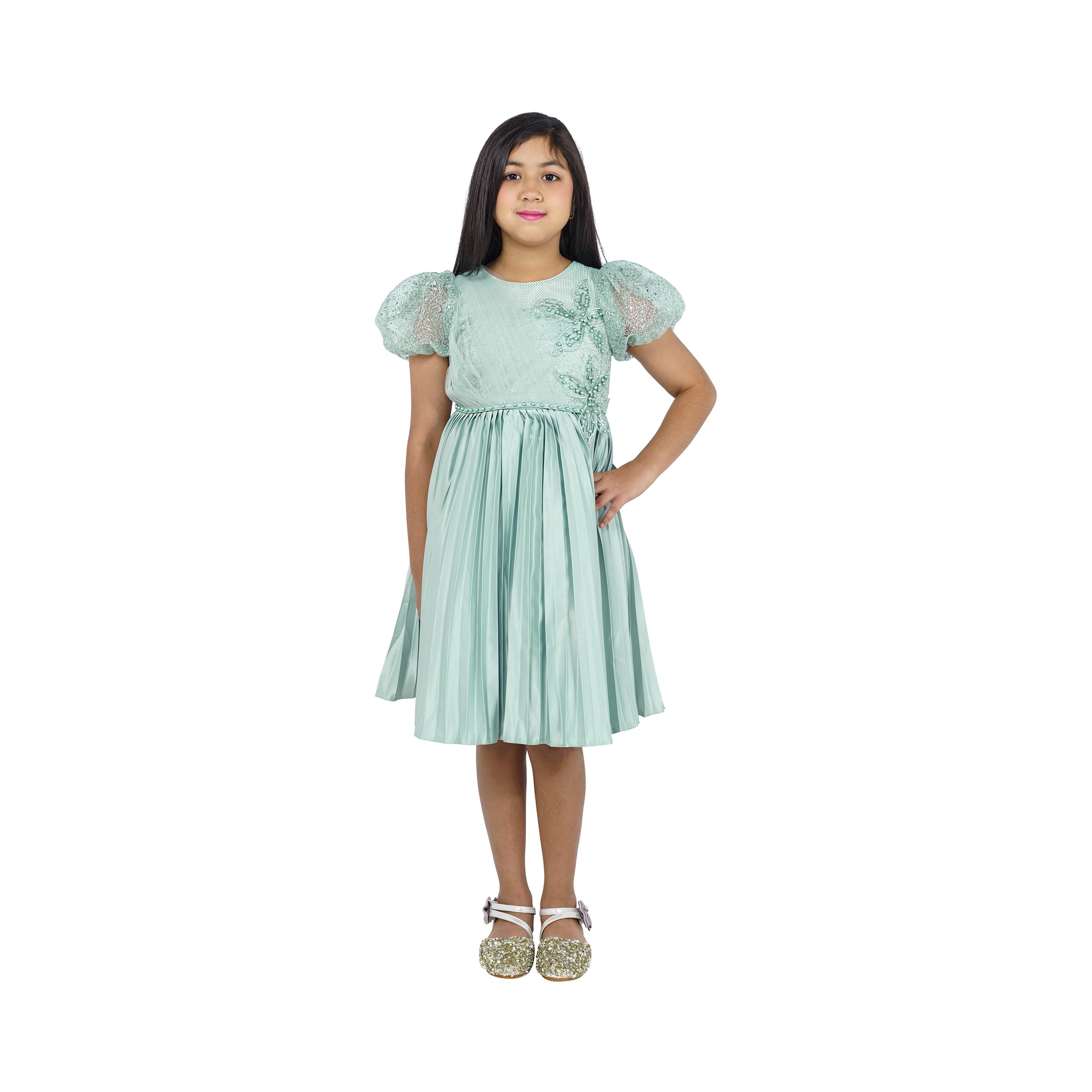 Babyqlo Embellished Short Sleeves Seafoam Dream Party Dress-girls-clothing-dressesandjumpsuits-image-1
