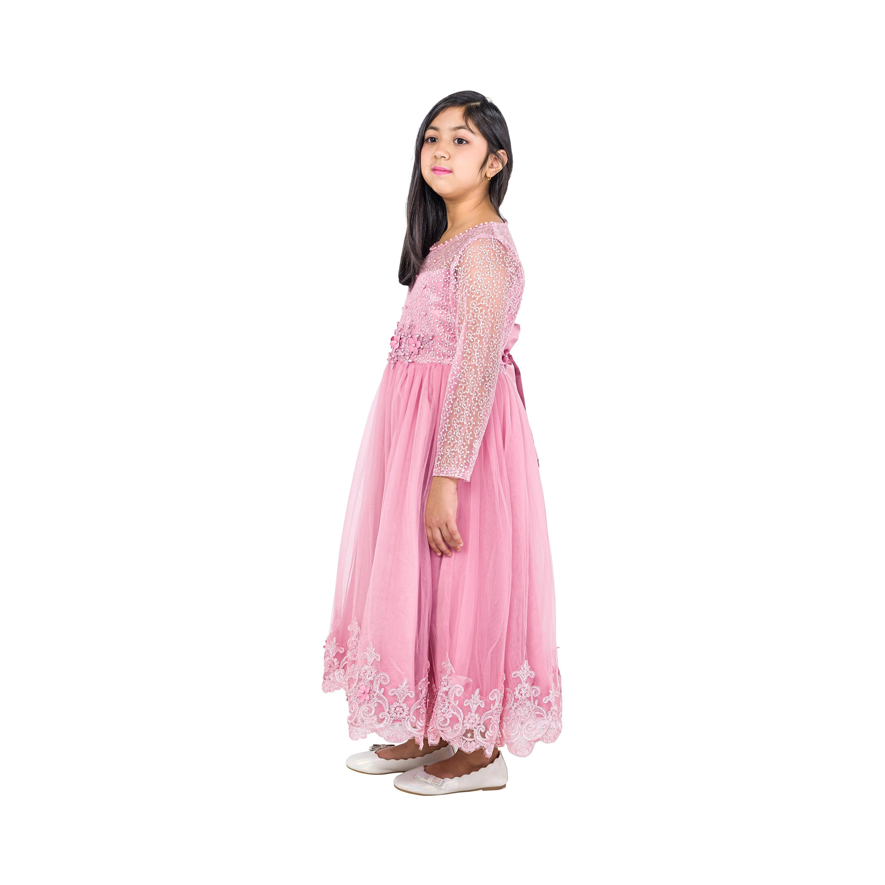 فستان حفلات رويال بلوسوم بأكمام طويلة ومزين من بيبيكلو-girls-clothing-dressesandjumpsuits-image-3