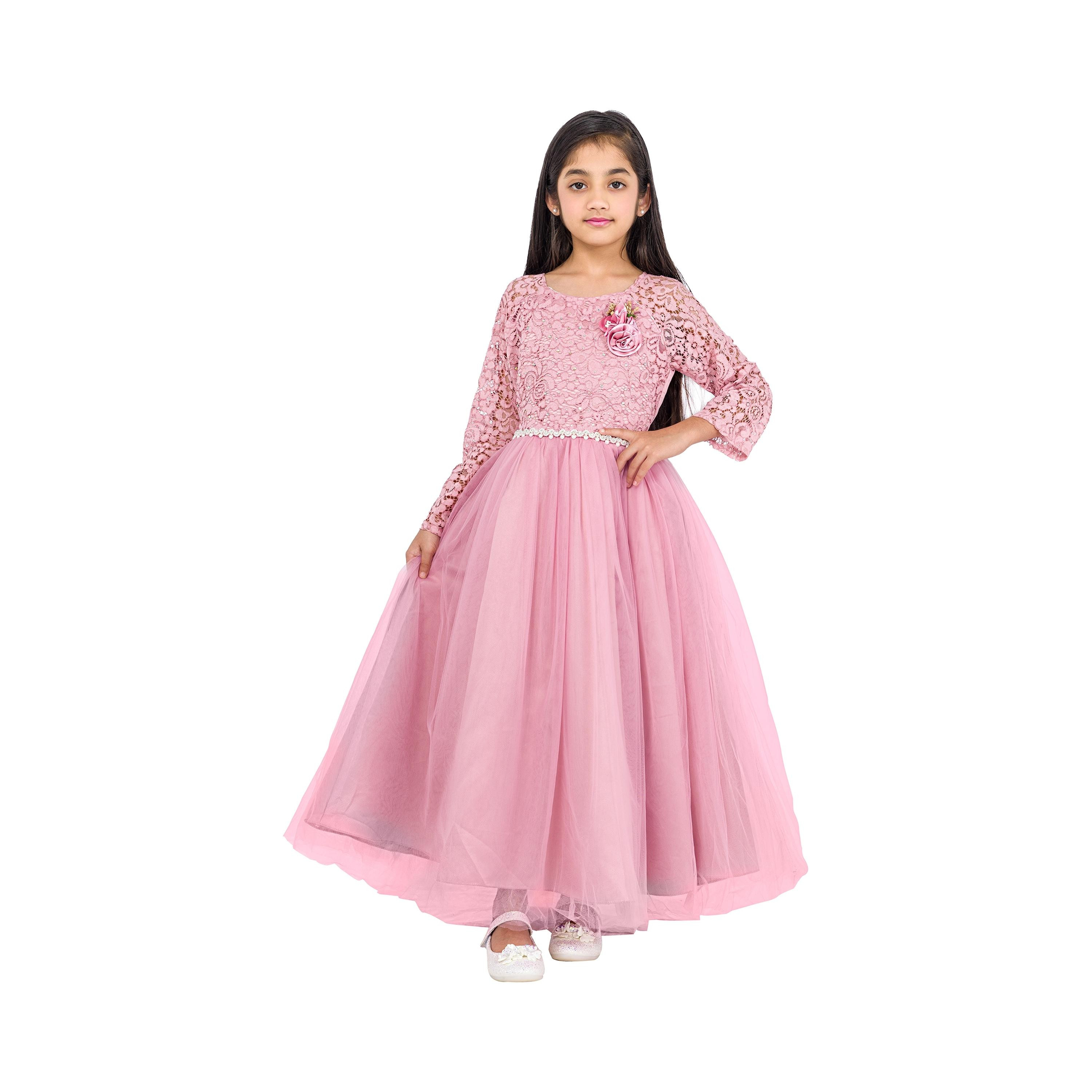 Babyqlo Embroidered Long Sleeves Graceful Rose Elegance Party Dress-girls-clothing-dressesandjumpsuits-image-1