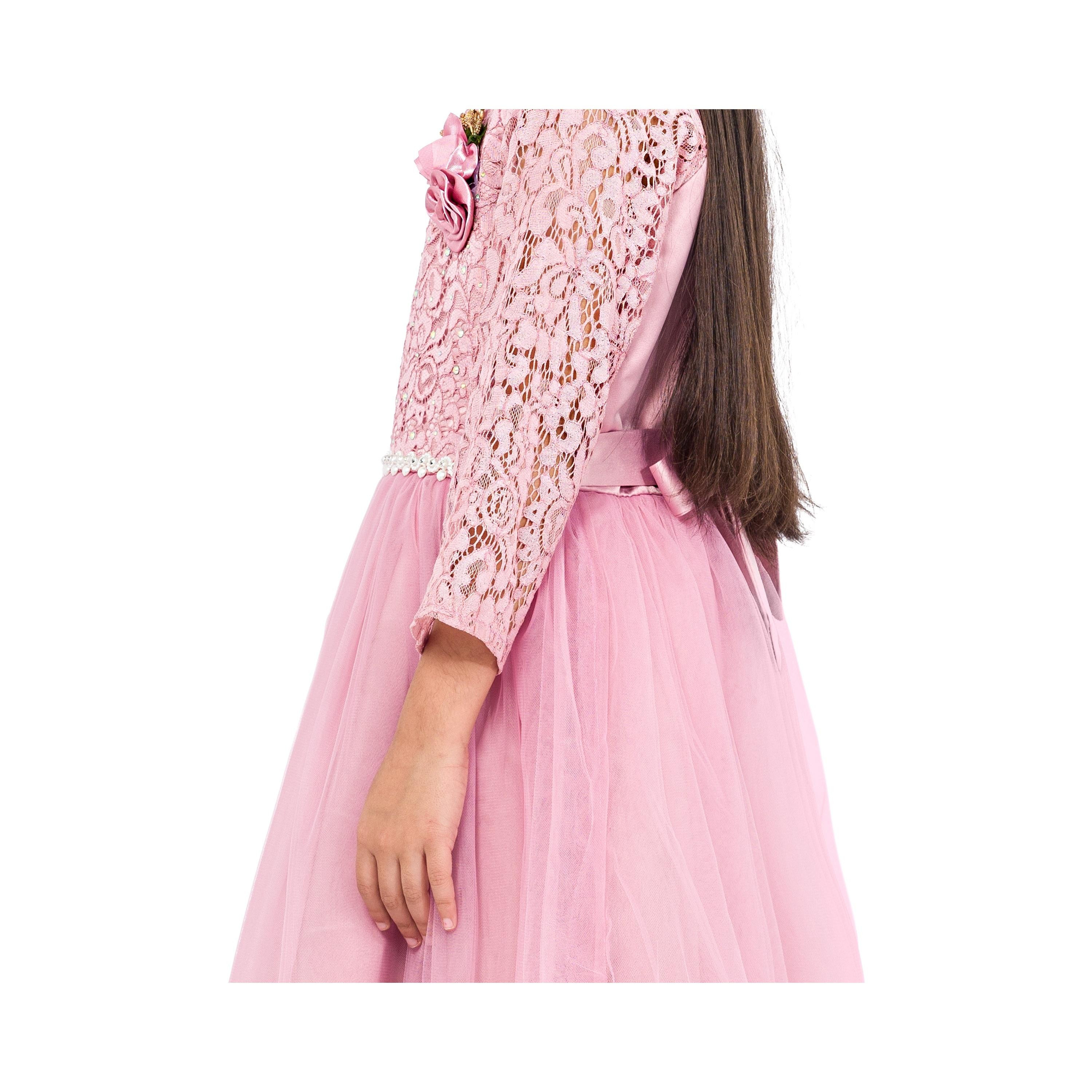Babyqlo Embroidered Long Sleeves Graceful Rose Elegance Party Dress-girls-clothing-dressesandjumpsuits-image-4