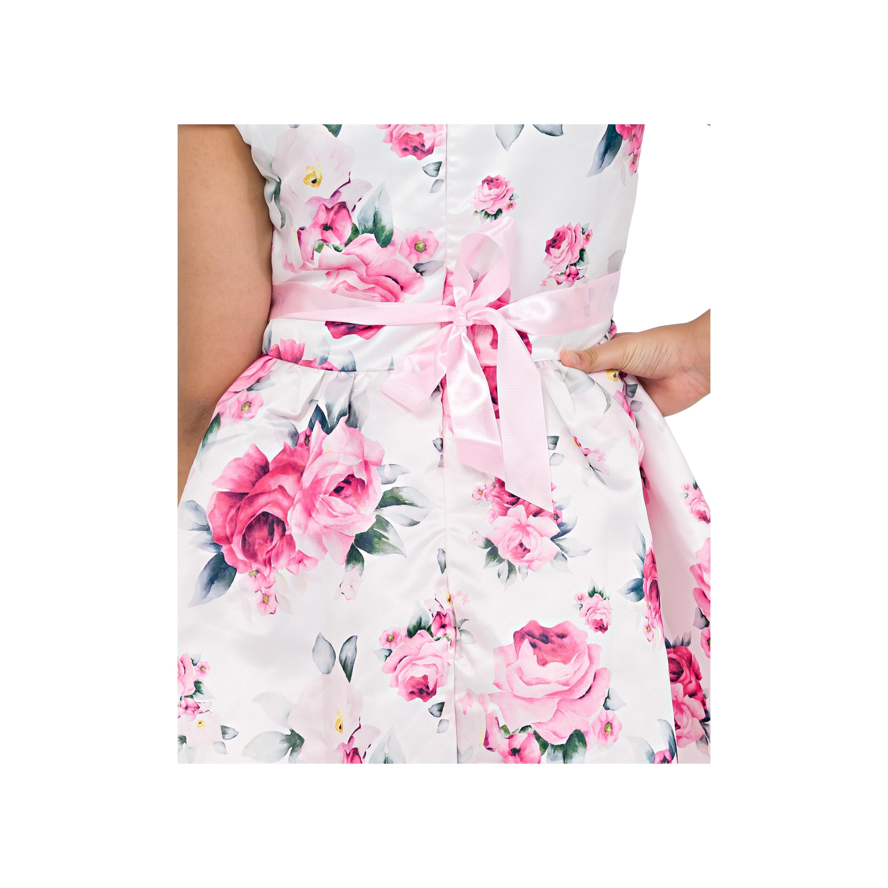 Babyqlo Floral Printed Cap Sleeves Blooming Elegance Party Dress-girls-clothing-dressesandjumpsuits-image-4