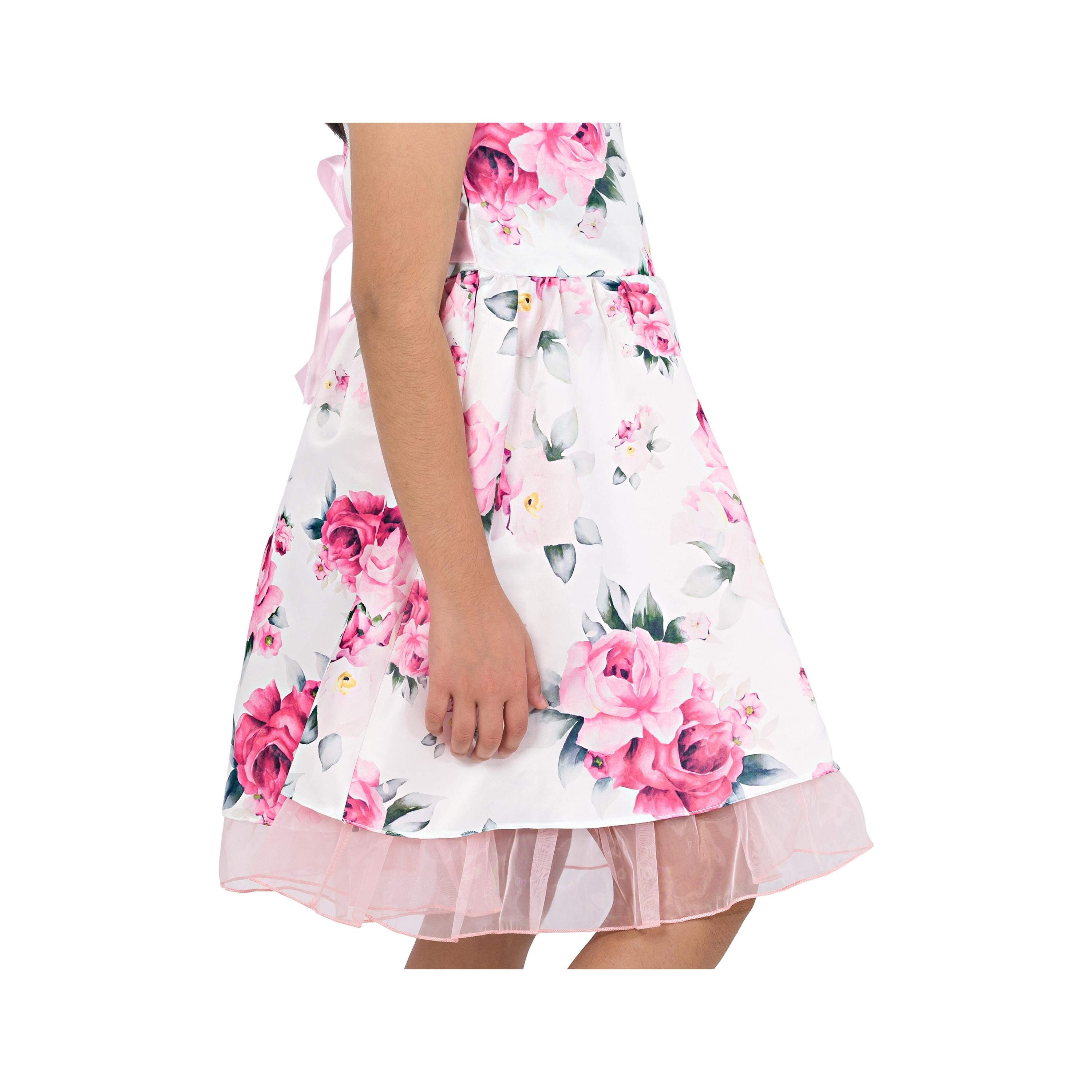 Babyqlo Floral Printed Cap Sleeves Blooming Elegance Party Dress-girls-clothing-dressesandjumpsuits-image-6