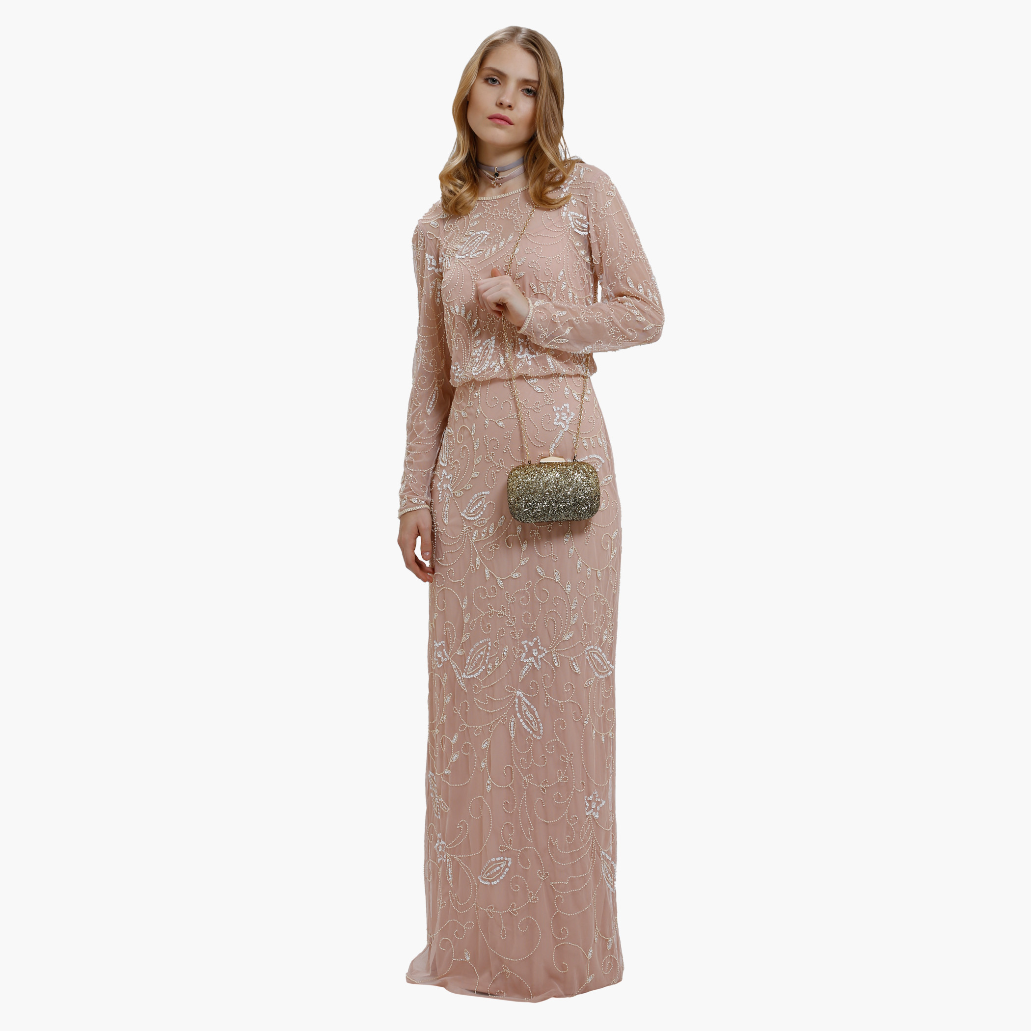 Buy Women s Embellished Long Sleeves Maxi Dress Online Centrepoint Bahrain