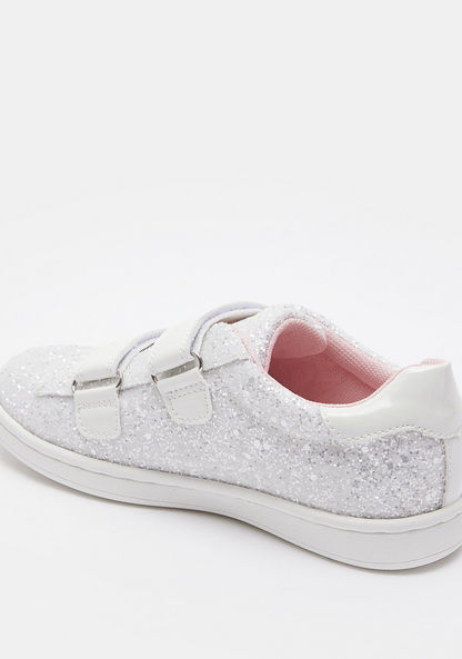 Little Missy Glitter Embellished Sneakers with Hook and Loop Closure