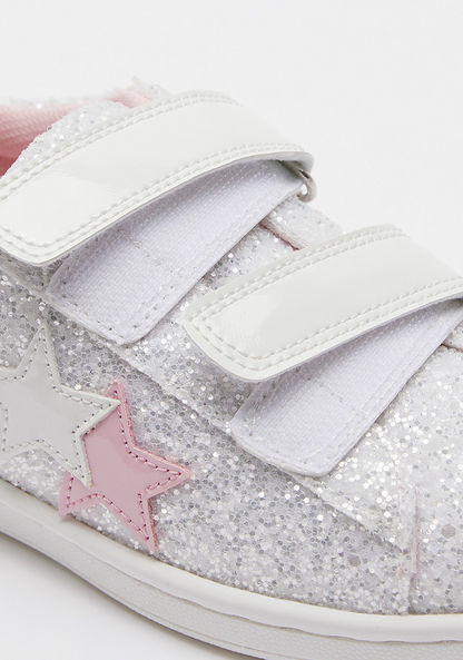 Little Missy Glitter Embellished Sneakers with Hook and Loop Closure