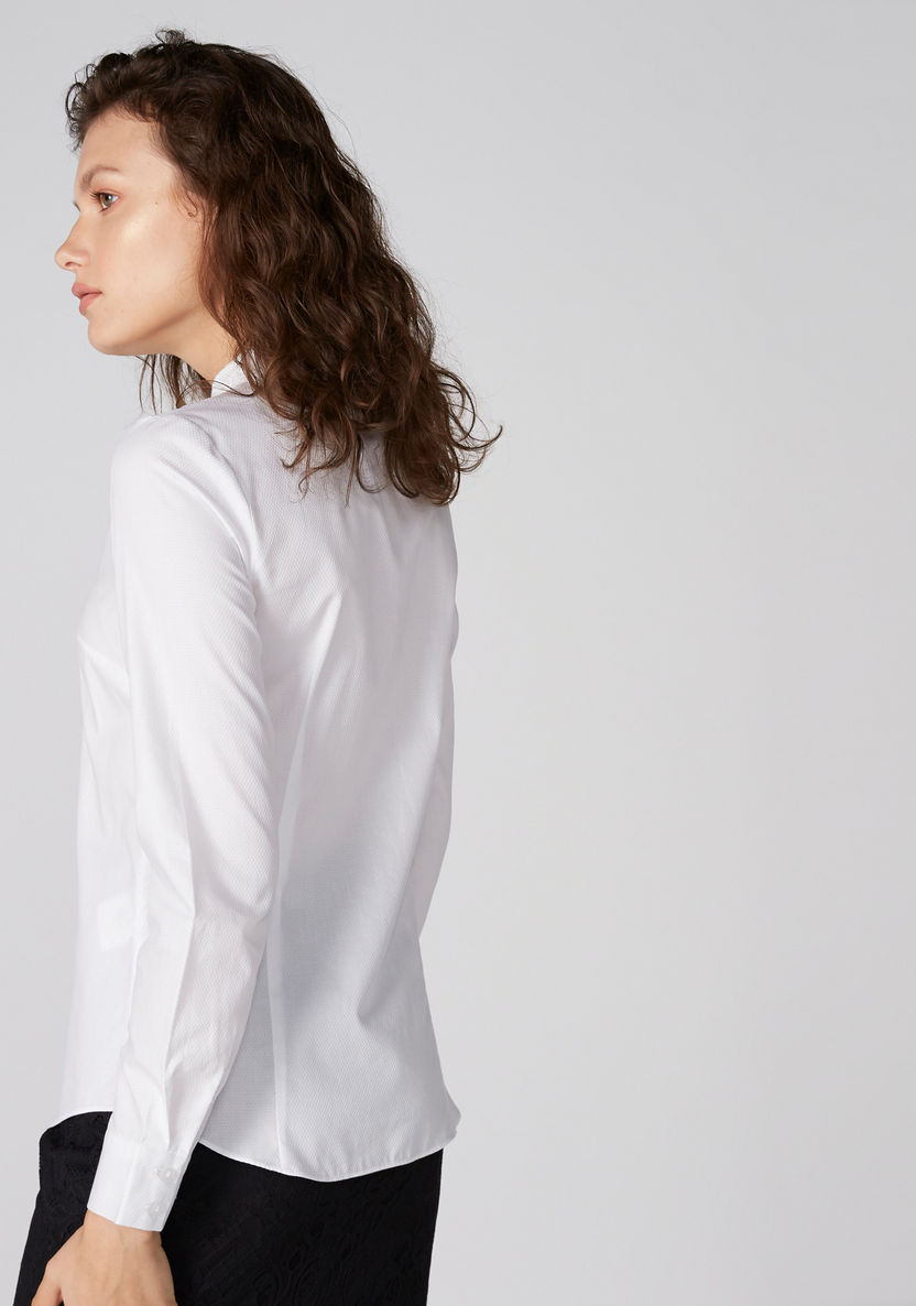 Textured Shirt with Long Sleeves and Concealed Placket-Shirts and Blouses-image-1