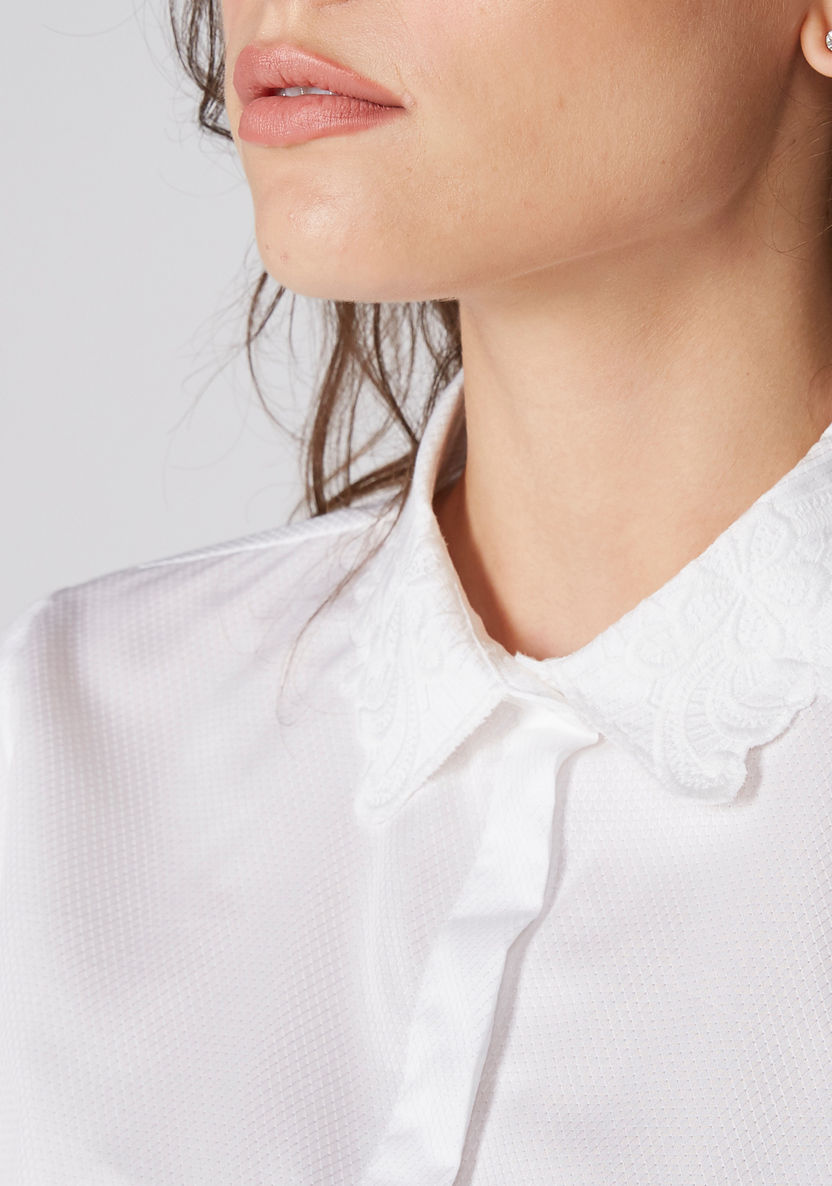 Textured Shirt with Long Sleeves and Concealed Placket-Shirts and Blouses-image-3