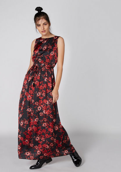 please confirm Secure news Shop Floral Printed Sleeveless Maxi Dress with Boat Neck and Tie Up Online  | Splash UAE