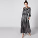 Textured Maxi Dress with Round Neck and Long Sleeves-Dresses-thumbnail-0