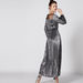 Textured Maxi Dress with Round Neck and Long Sleeves-Dresses-thumbnailMobile-1