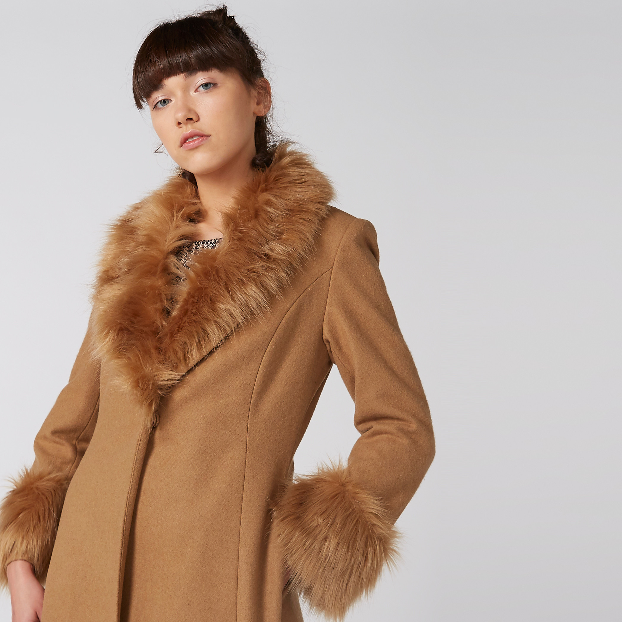 Plush Detail Longline Parka Jacket with Long Sleeves-women-winterwear-coatsandjackets-jackets-image-1