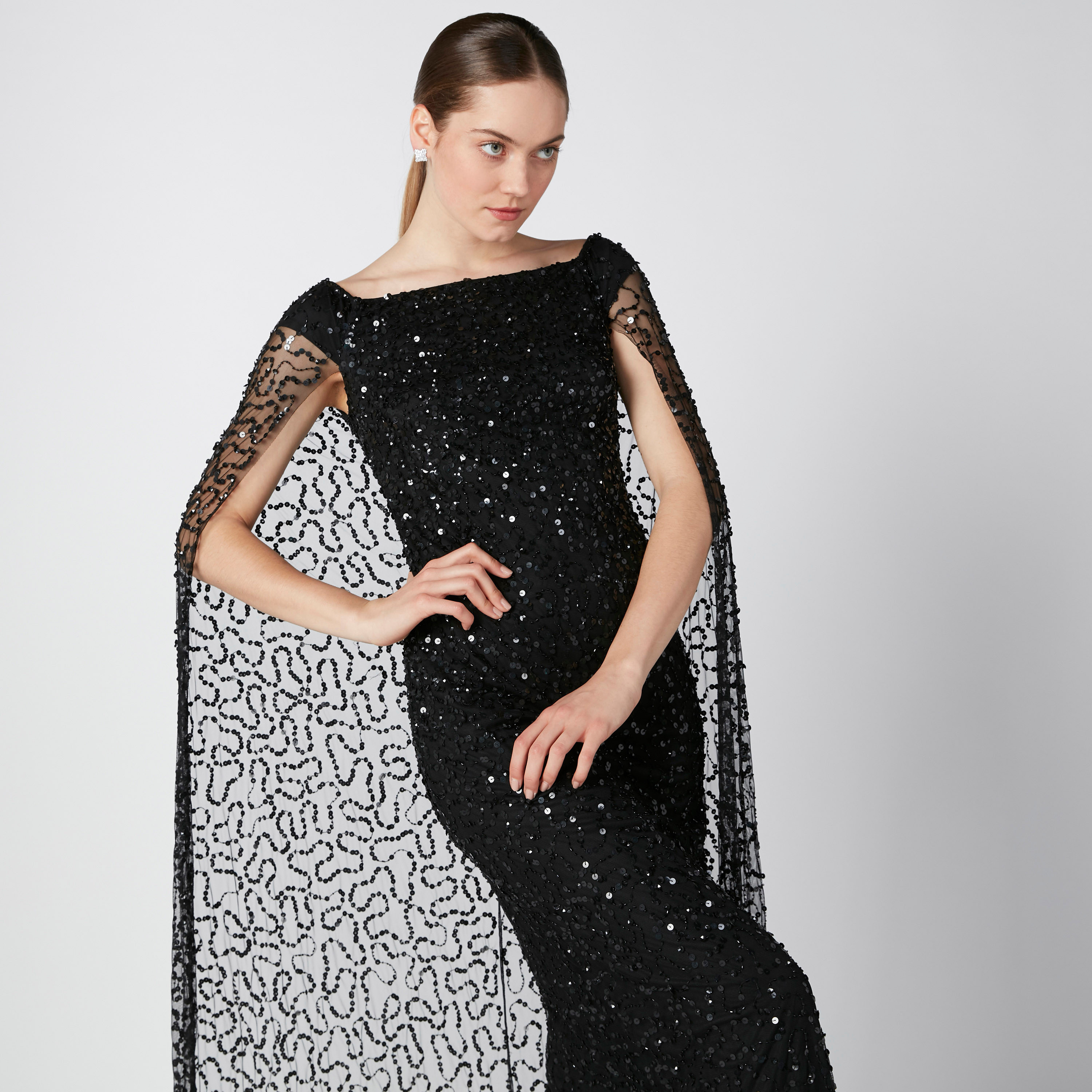 Sequin and Slit Detail Maxi Dress with Veil-women-clothing-dresses-image-1