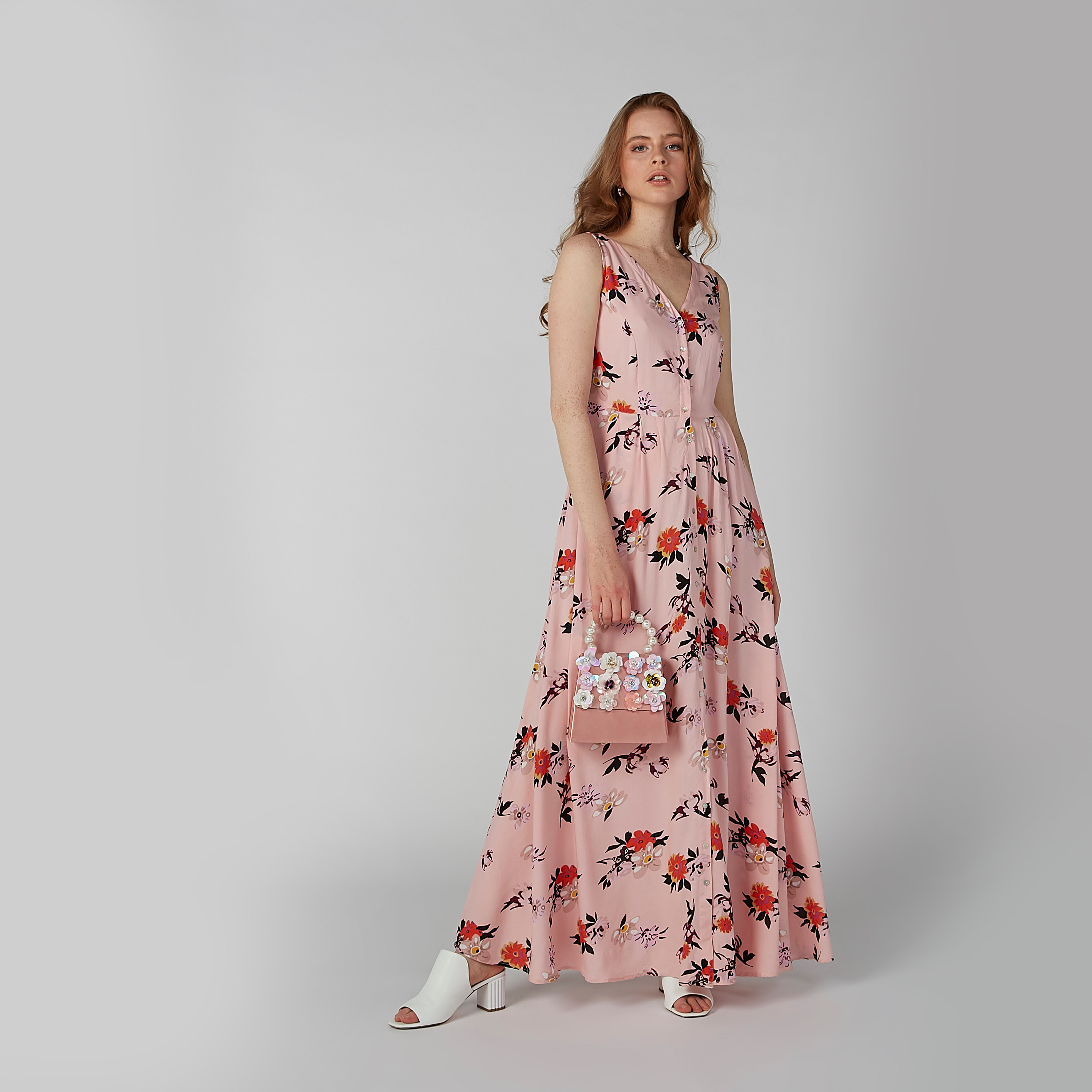 Printed A-line Sleeveless Maxi Dress with V-neck-women-clothing-dresses-image-1
