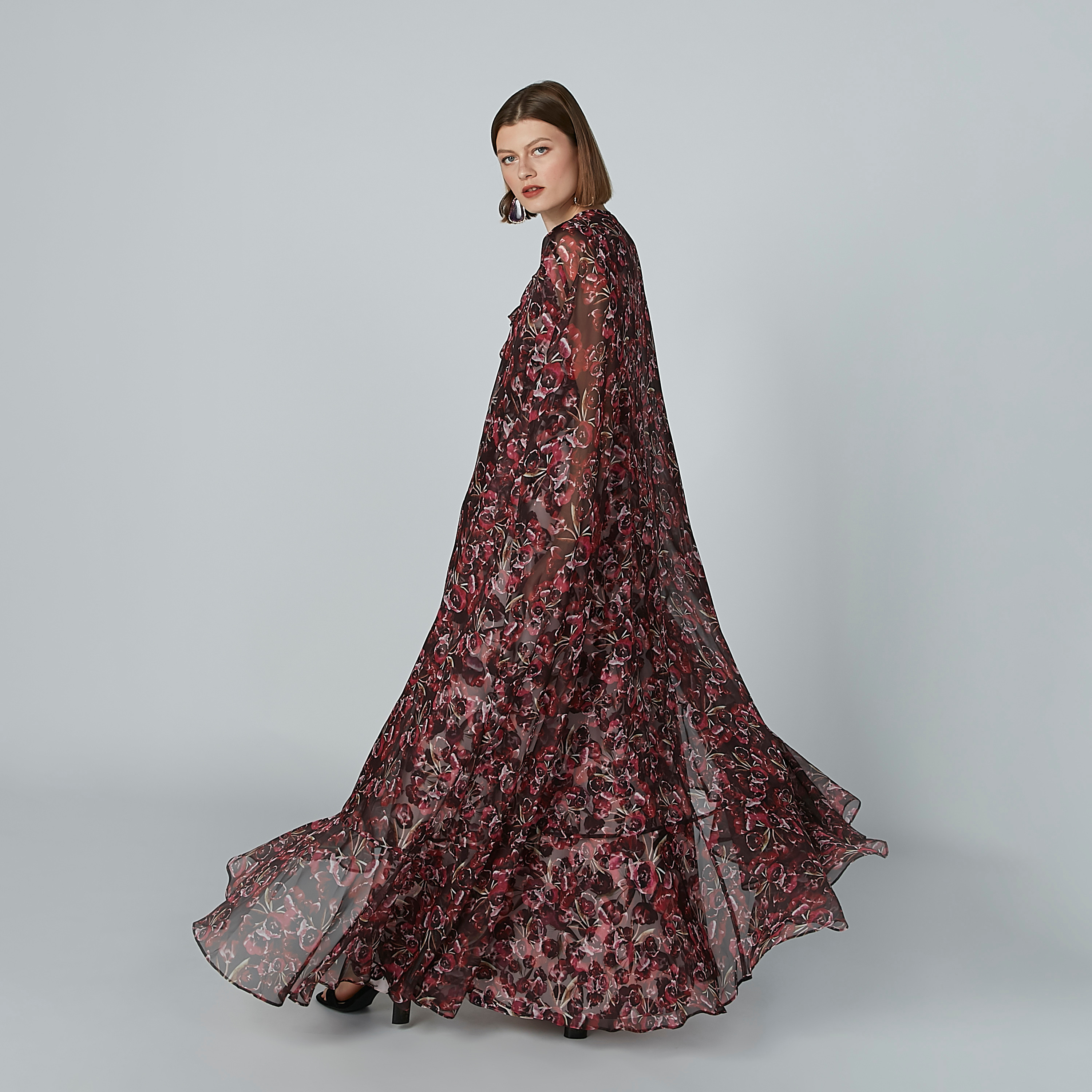 Printed Cape with Tie Up and Ruffle Detail-women-winterwear-cardigansandjumpers-jumpers-image-4
